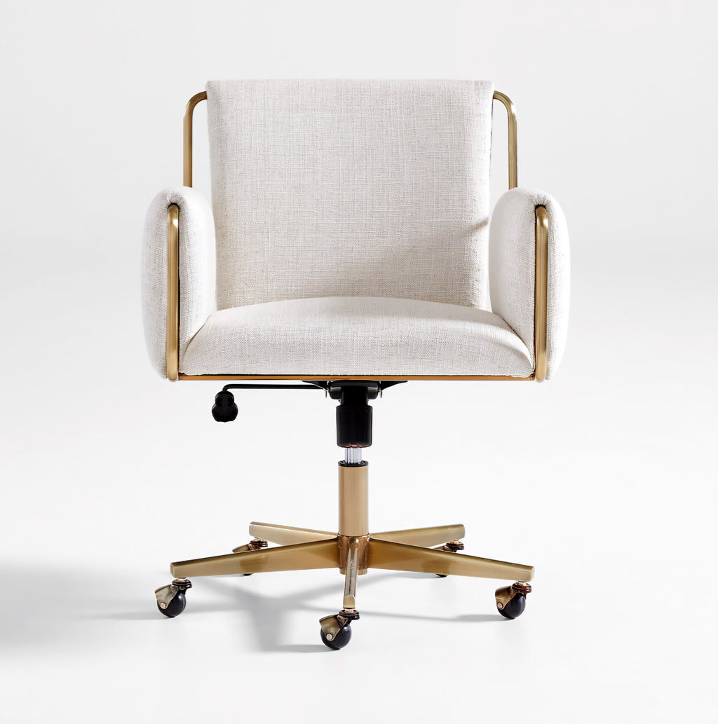 THE ONE × Caterina — Natural Upholstered Office Chair with Brass Base