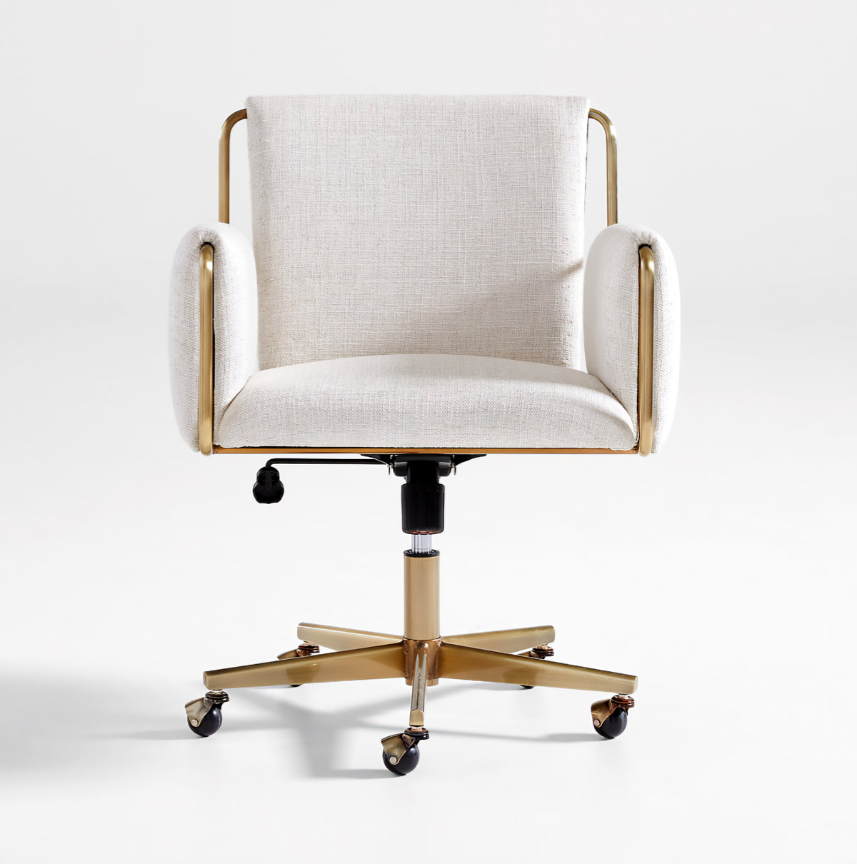 THE ONE × Caterina — Natural Upholstered Office Chair with Brass Base
