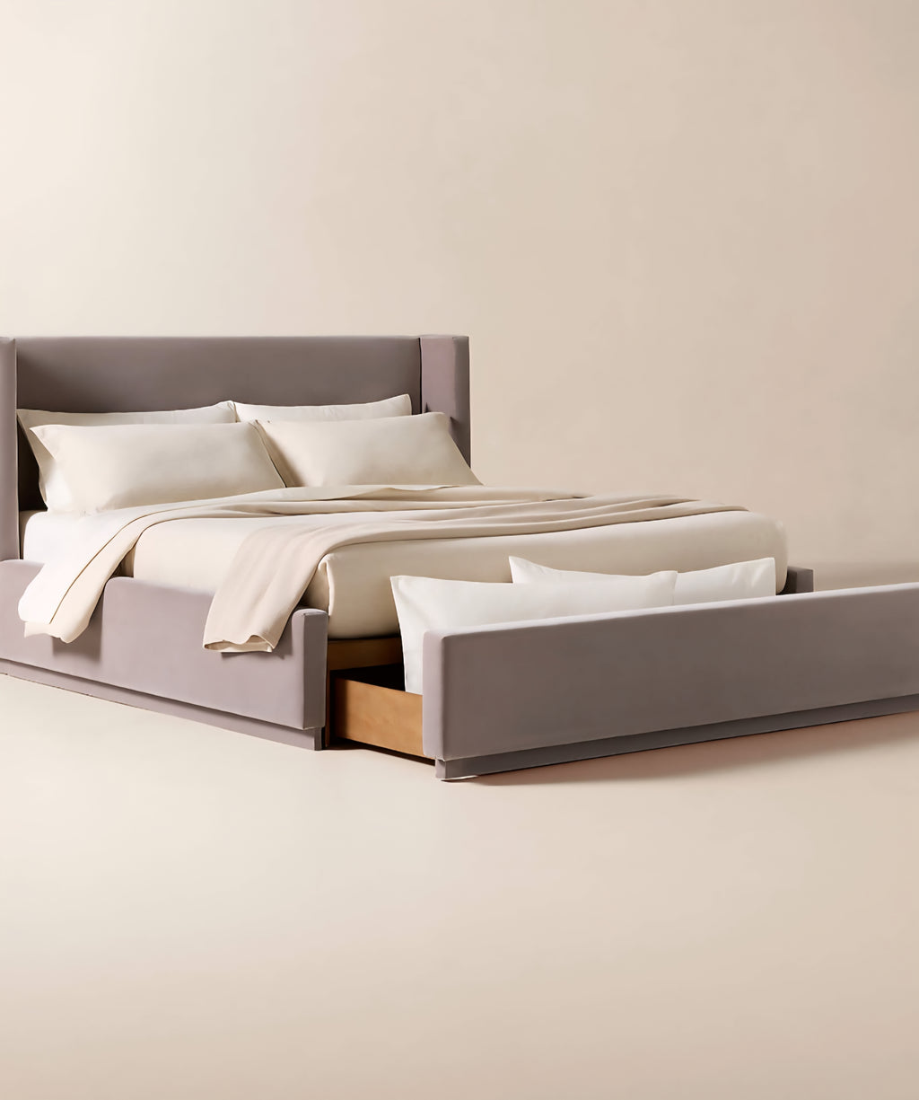 THE ONE × Russell — Velvet Upholstered Queen Storage Bed
