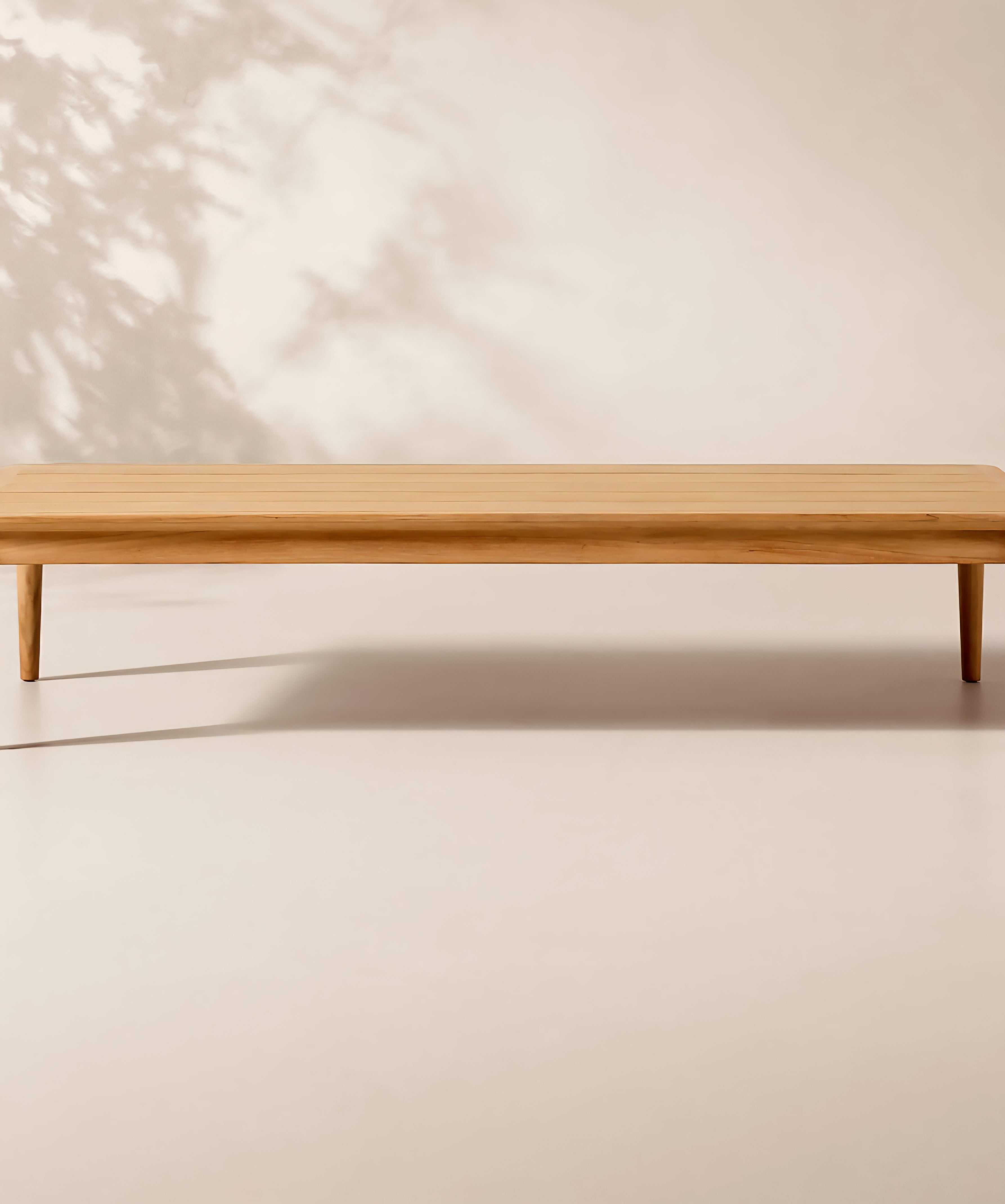 THE ONE × Tide — 60" Rectangular Travertine & Teak Outdoor Coffee Table