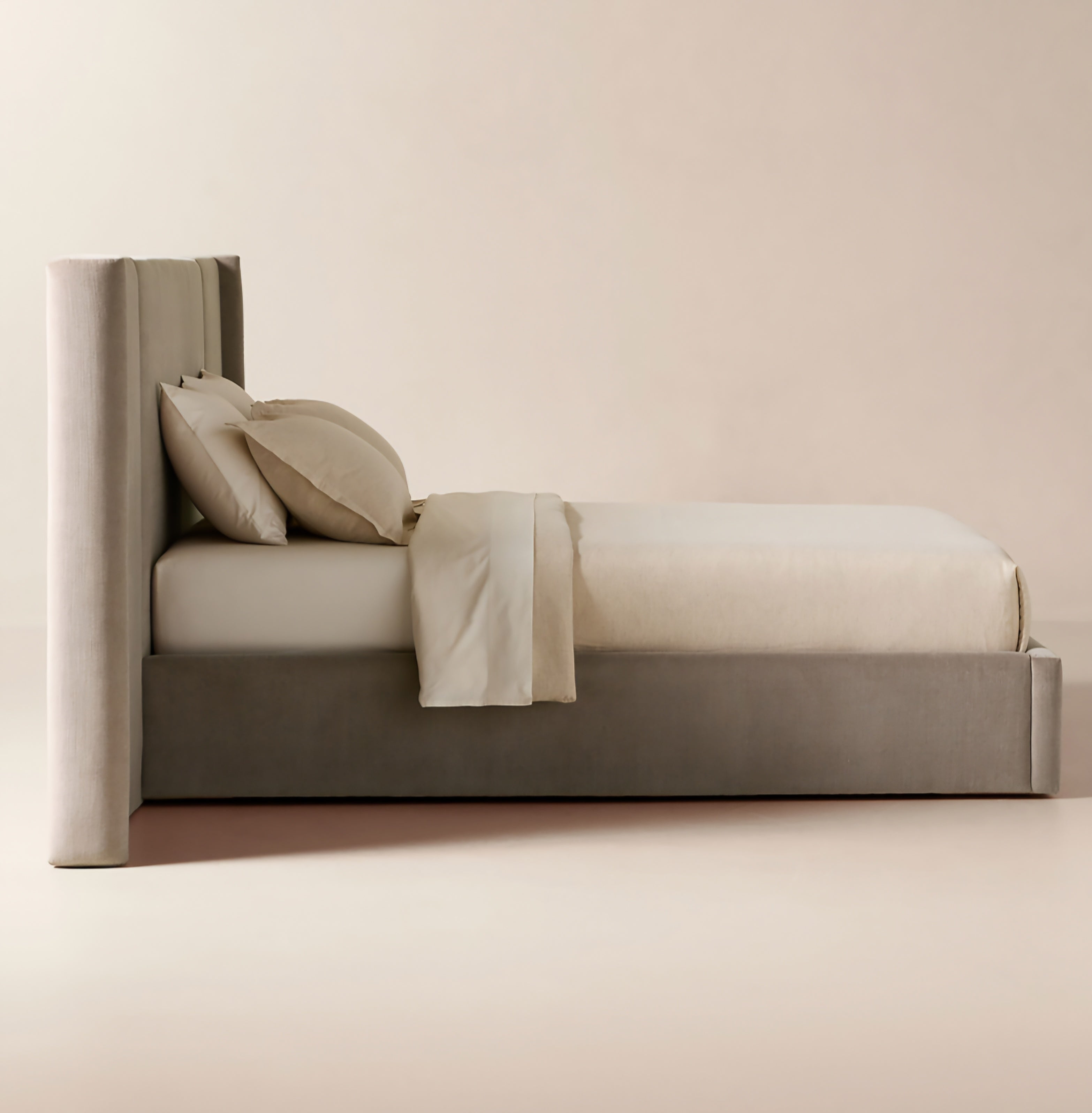 THE ONE × Abbott — Arctic Blue Velvet Upholstered Extended King Platform Bed