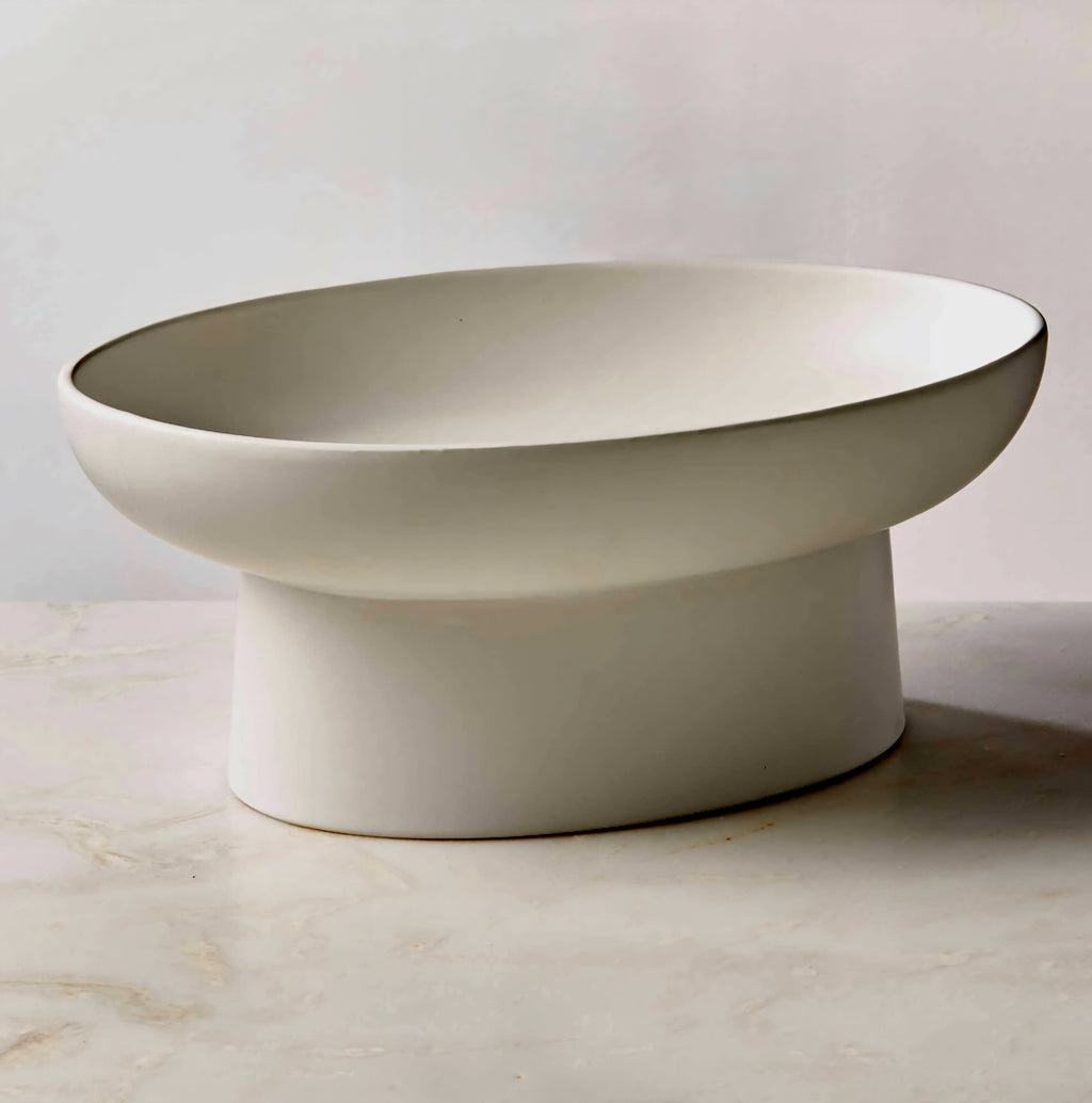 THE ONE × Mori — Matte White Pedestal Serving Bowl
