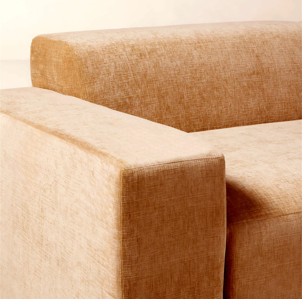 THE ONE × Faible — 4-Piece Modular Left-Arm Wheat Performance Velvet Standard Depth Sectional Sofa