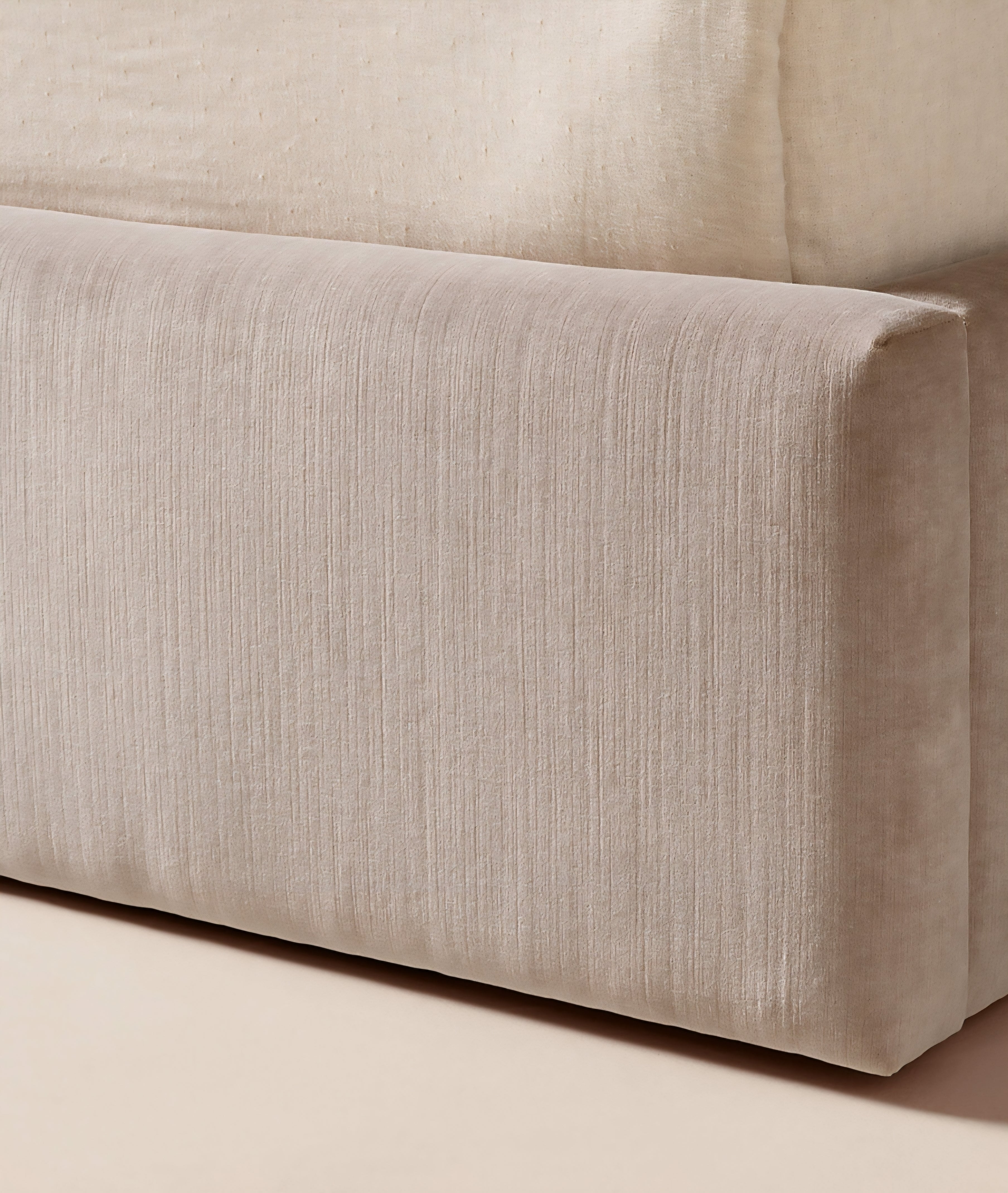 THE ONE × Abbott — Arctic Blue Velvet Upholstered Extended King Platform Bed