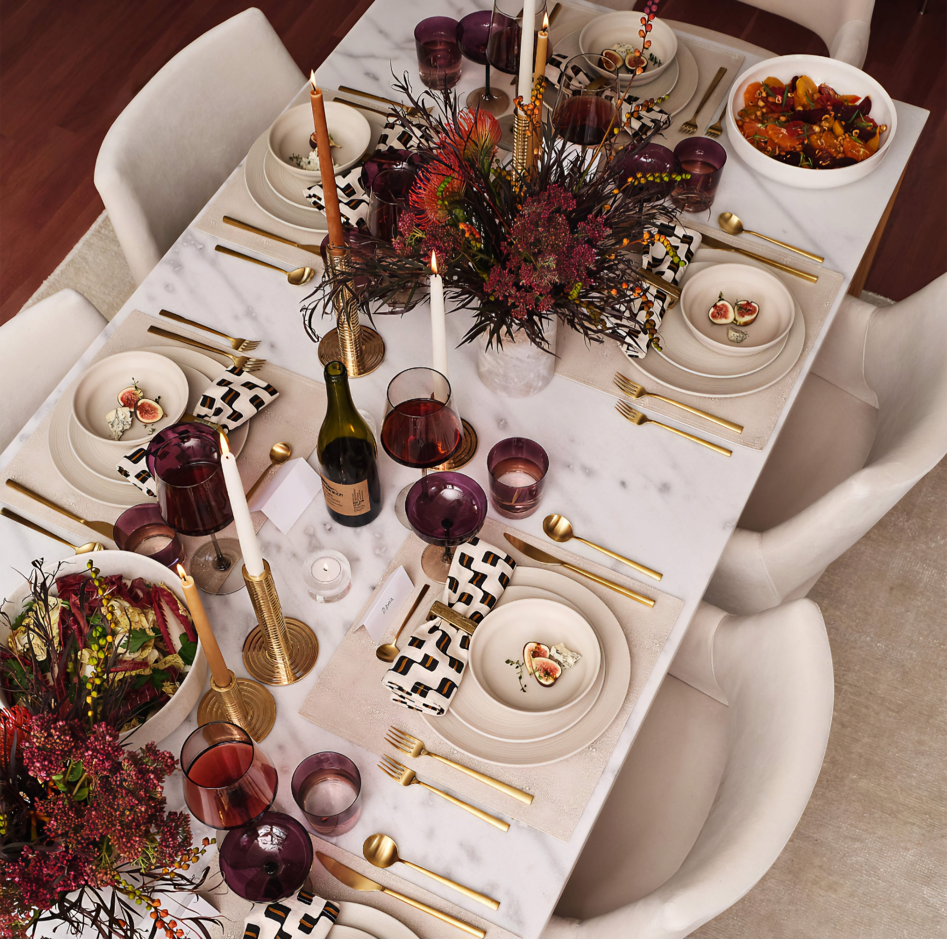 THE ONE × Sydney — Rectangular Carrara Marble Dining Table with Black Steel Legs
