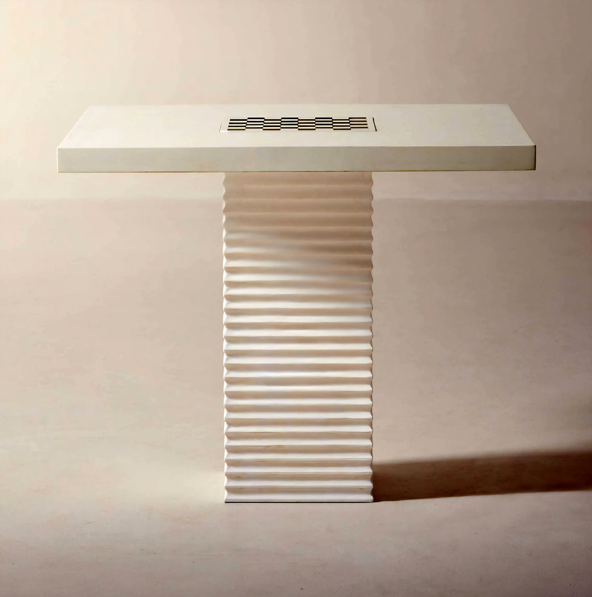 THE ONE × Check — White Swirled Resin Game Table