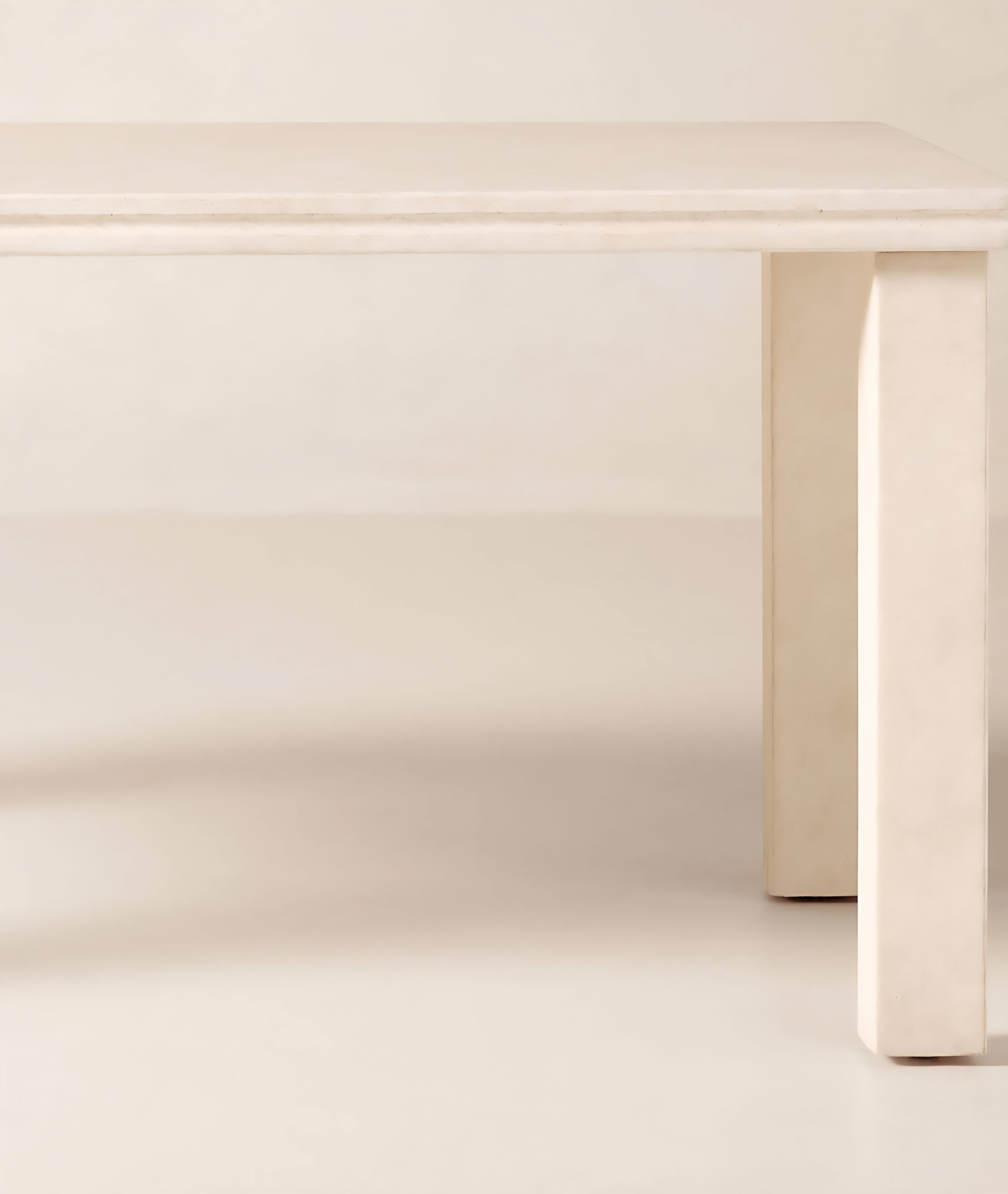 THE ONE × Oakley — Faux Limestone Indoor/Outdoor Dining Table Set with Ivory Sunbrella® Cushions