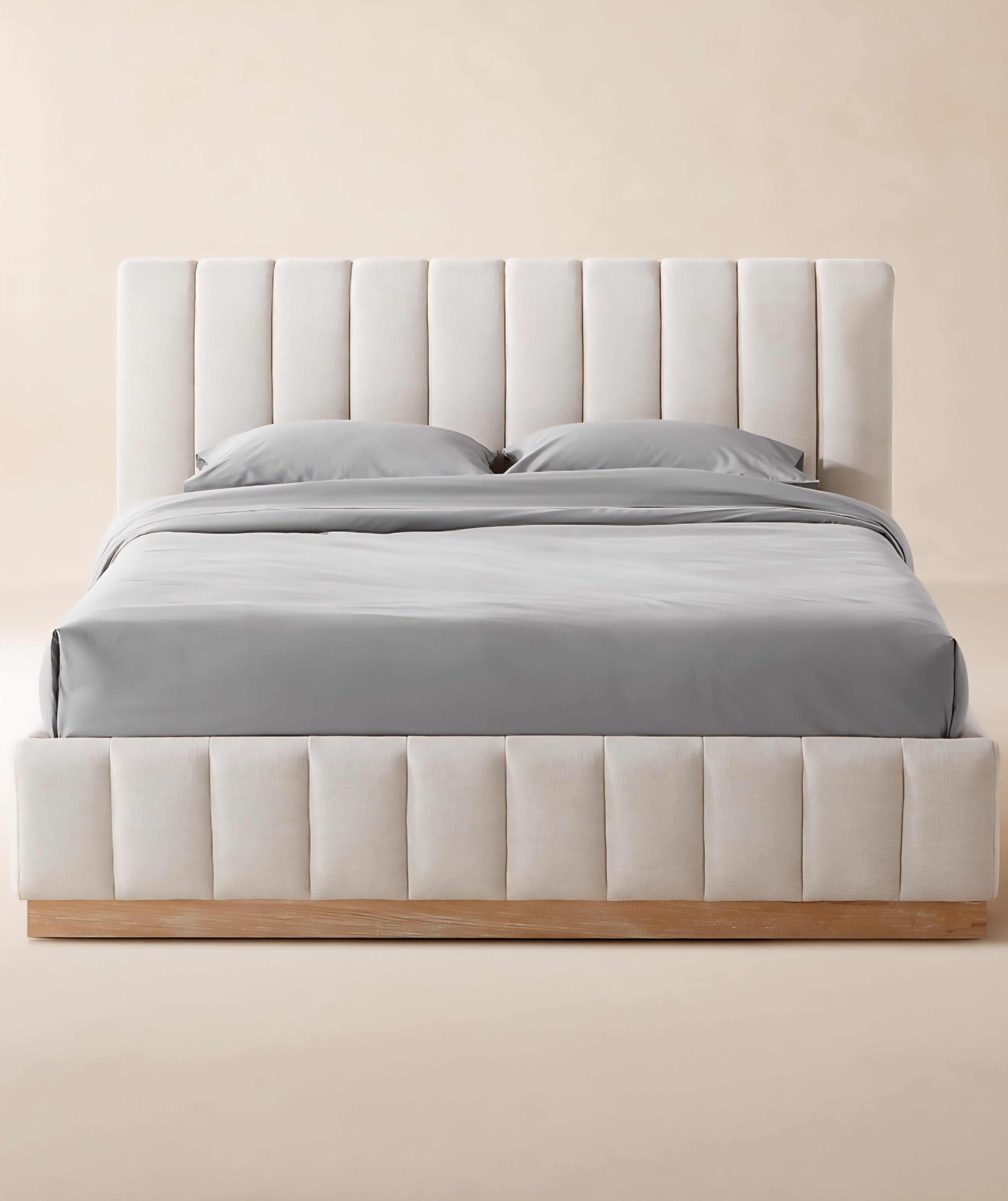 THE ONE × Forte — Channeled White Performance Fabric Upholstered Bed
