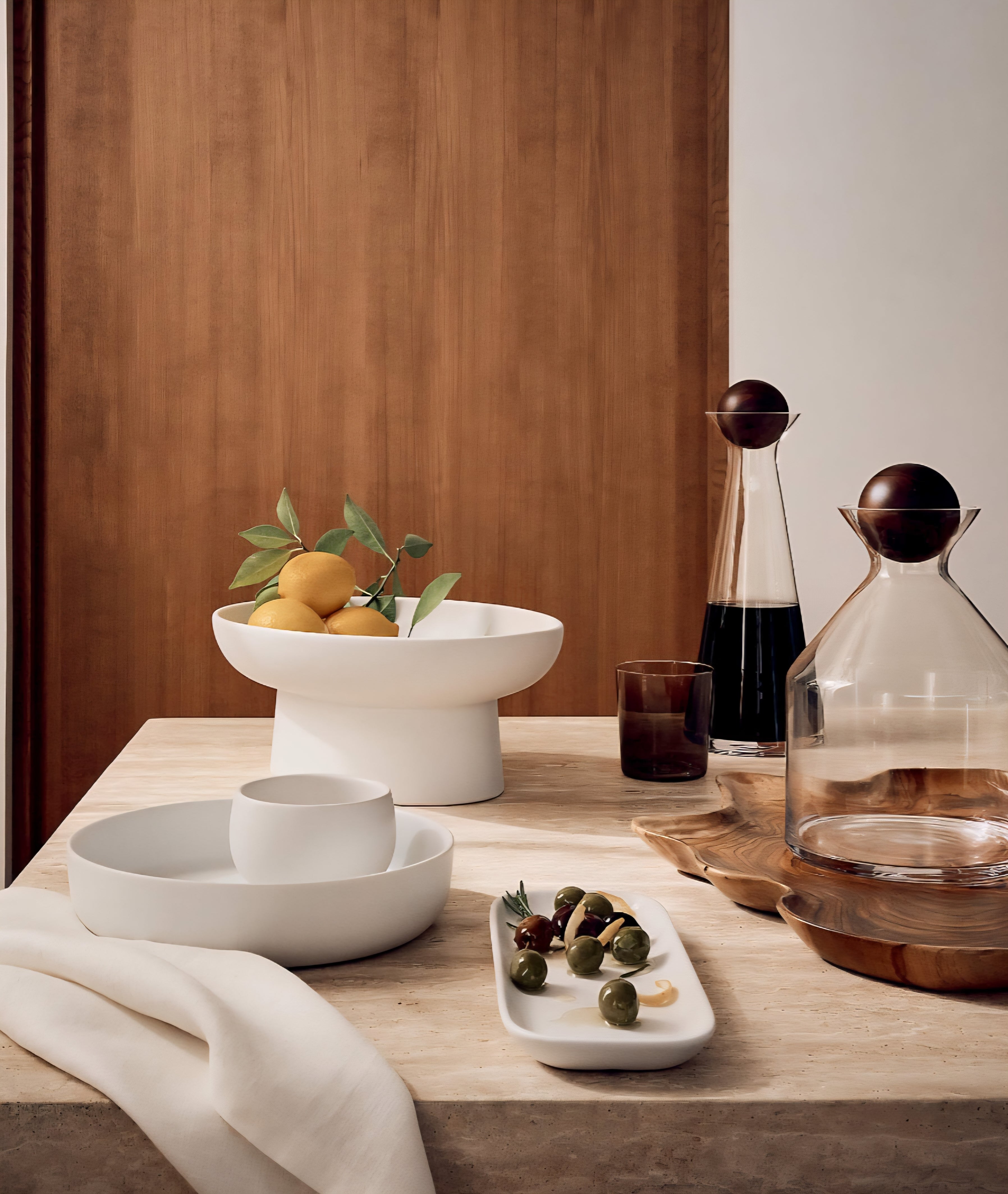 THE ONE × Mori — Matte White Pedestal Serving Bowl