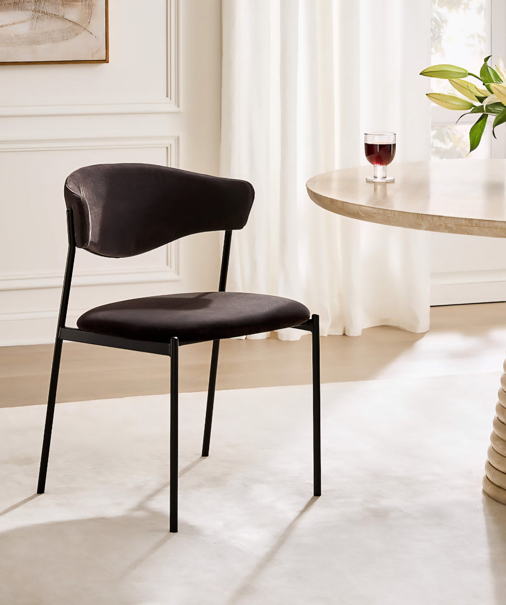 THE ONE × Damato — Mink Velvet Dining Chair