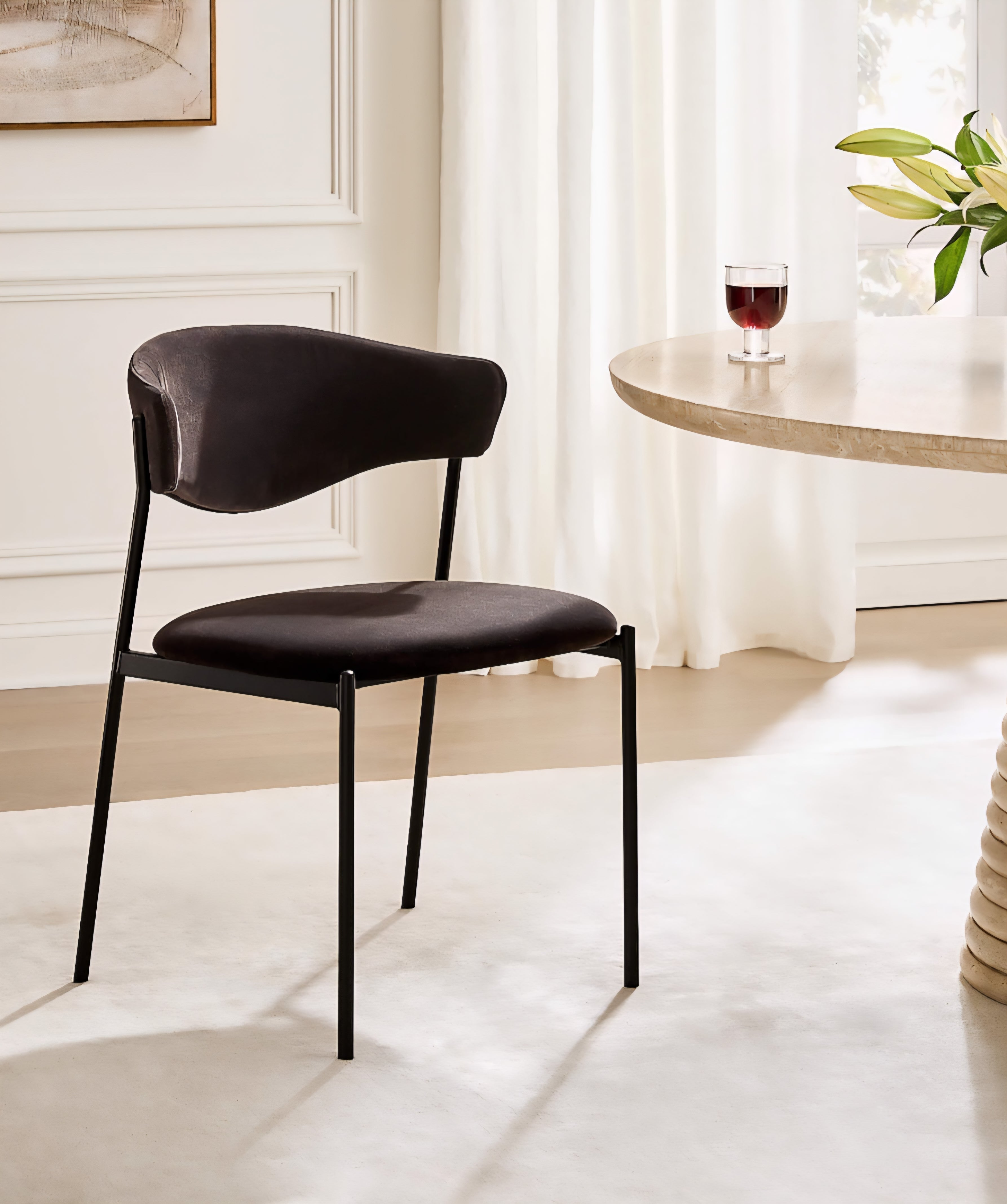 THE ONE × Damato — Mink Velvet Dining Chair