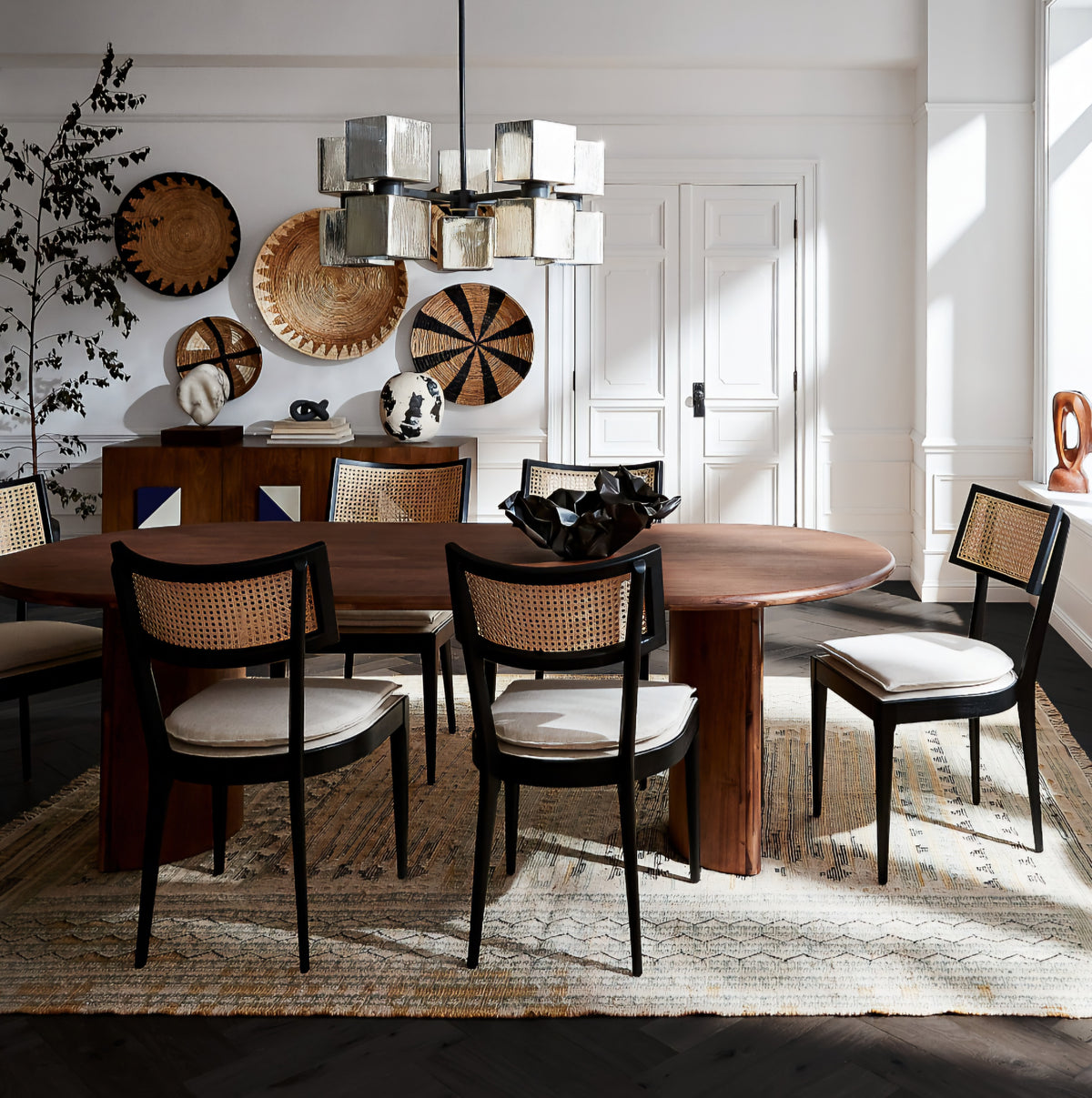 THE ONE × Libby — Light Brown Wood + Natural Cane Dining Chair