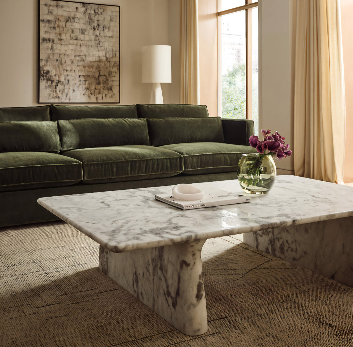THE ONE × Almera — White Marble Coffee Table (66")