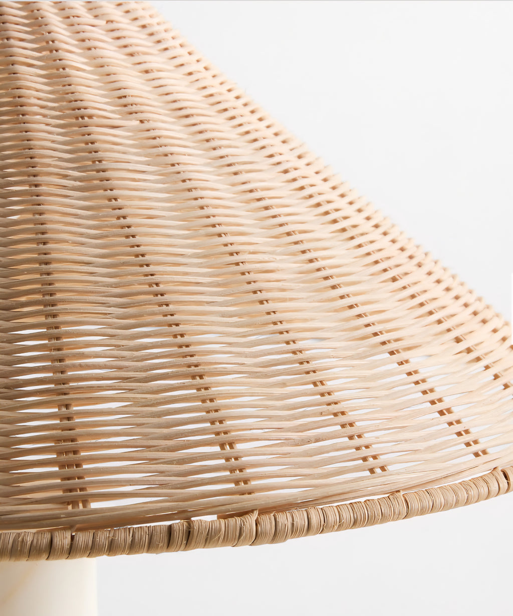 THE ONE × Beachwood — Calacatta Marble Table Lamp with Wicker Shade (20.7")