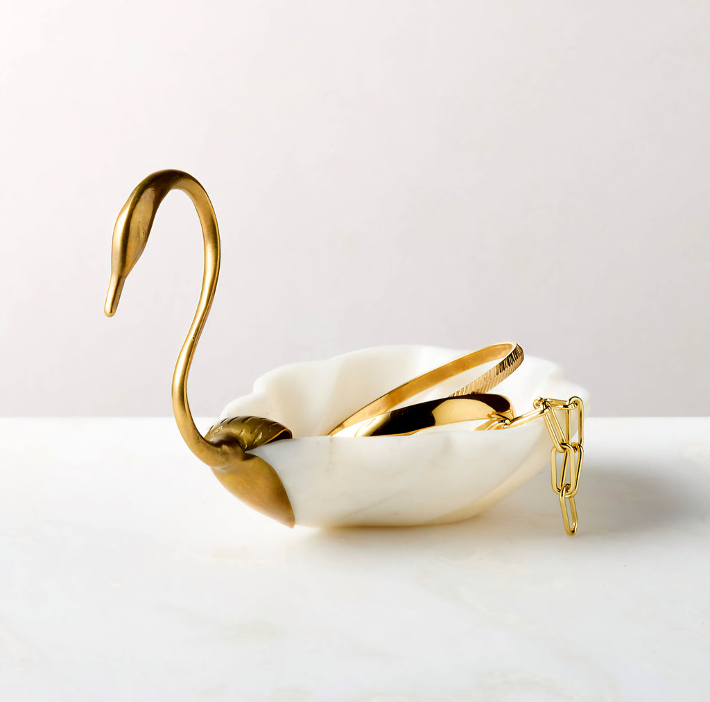 THE ONE × Odetta — White Marble and Cast Brass Serving Bowl