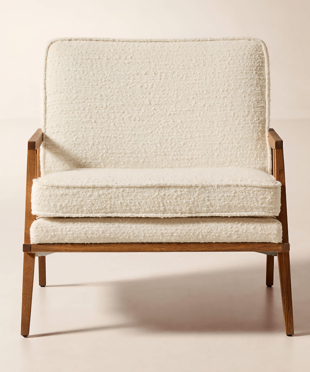 THE ONE × Director — White Boucle Accent Chair