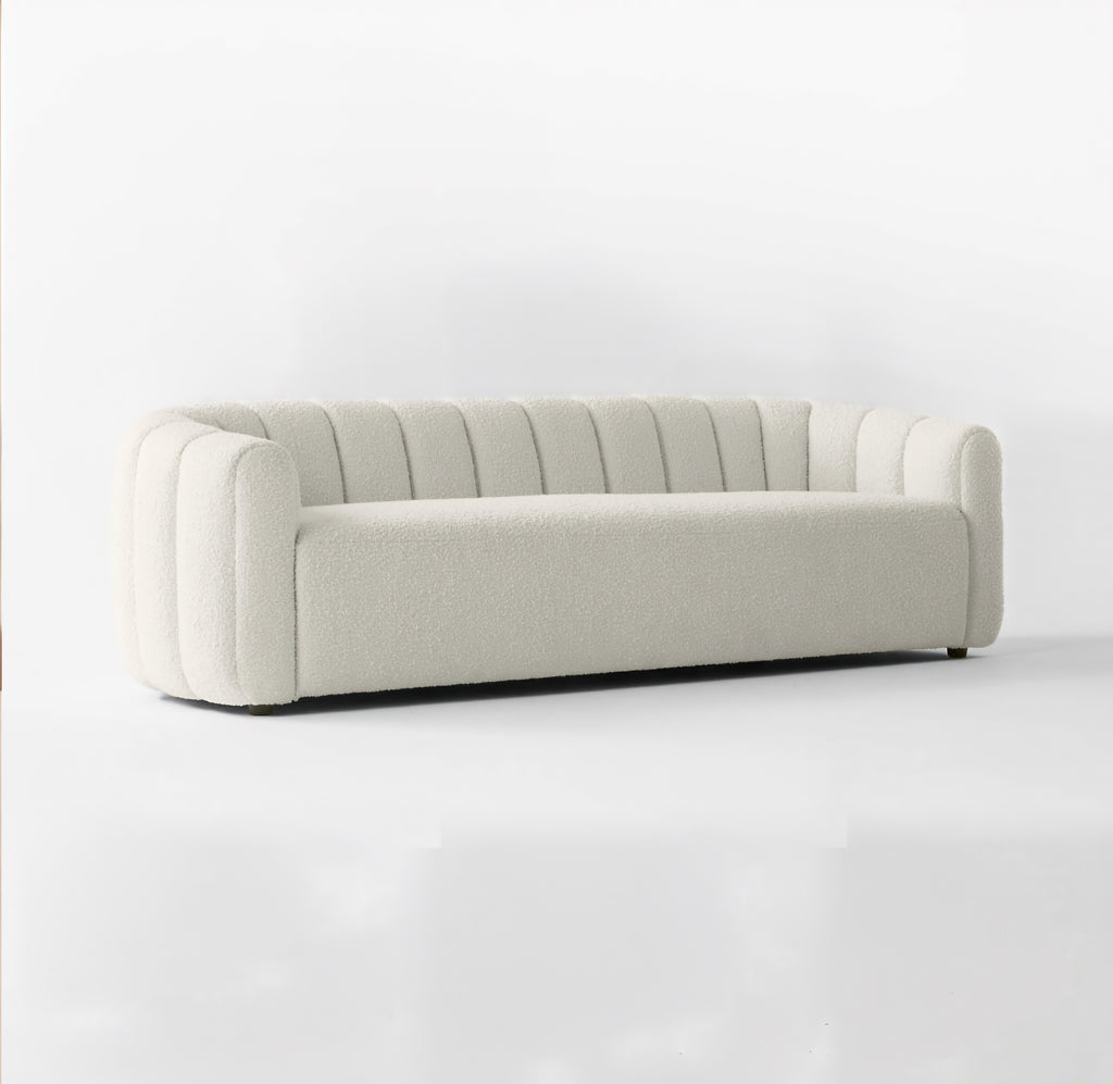 THE ONE × Fitz — Channeled White Boucle Loveseat