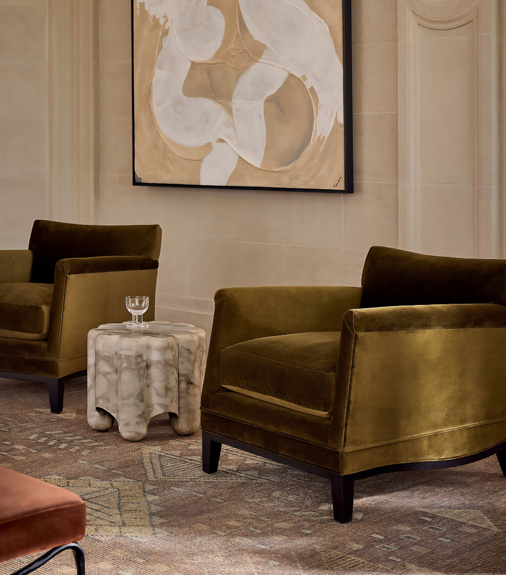 THE ONE × Olson — Cognac Brown Velvet Accent Chair