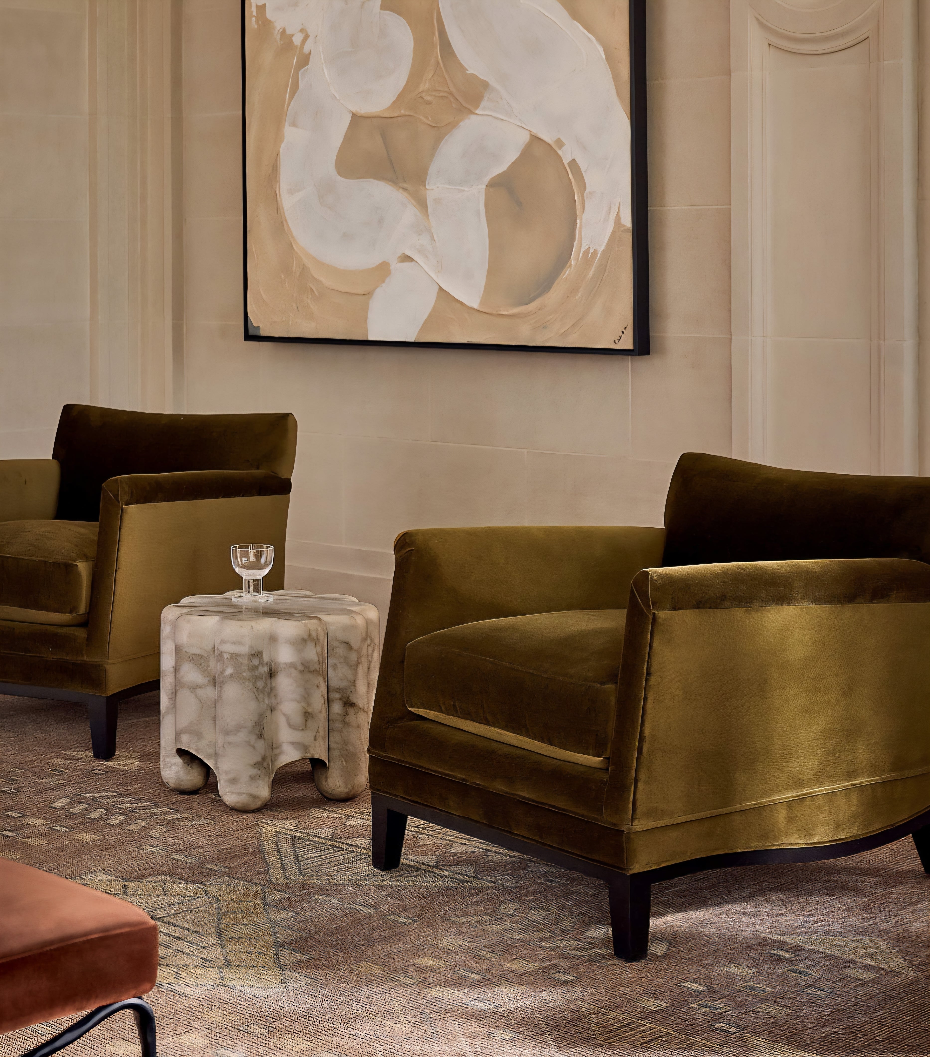 THE ONE × Olson — Cognac Brown Velvet Accent Chair