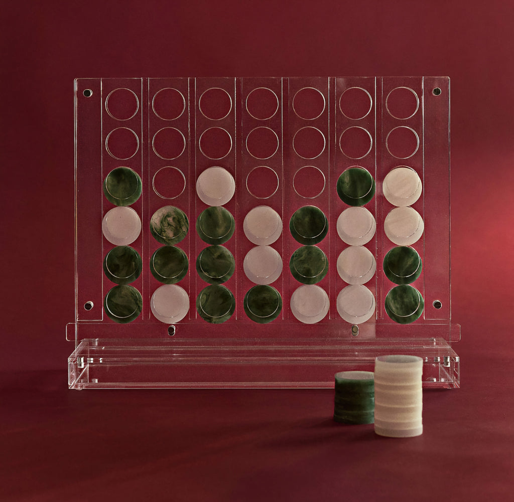 THE ONE × Four in a Row — Warm White and Green Acrylic Game