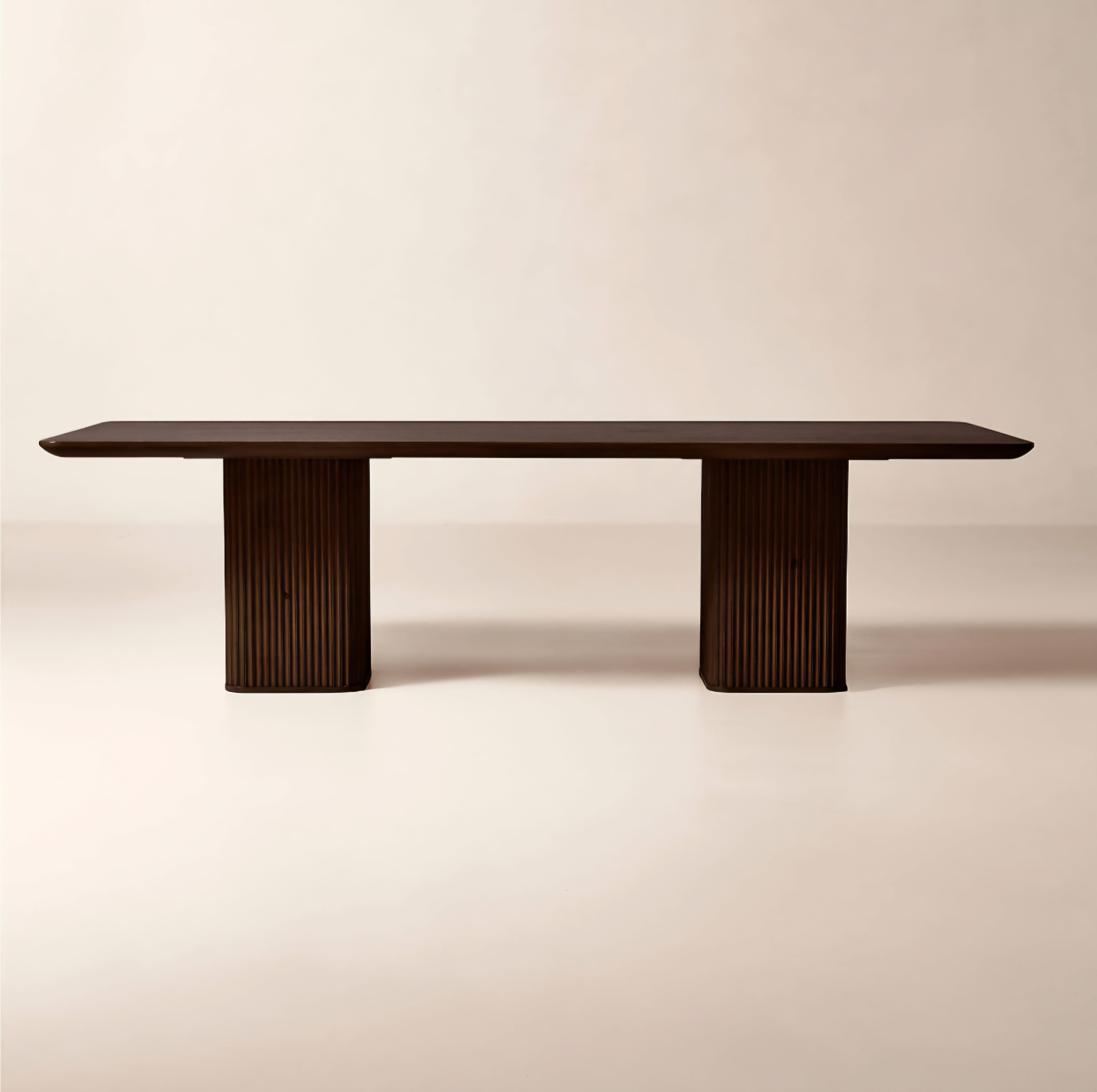 THE ONE × Davison — 55" Round Fluted Dark Oak Dining Table
