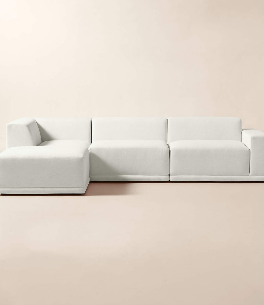 THE ONE × Faible — 4-Piece L-Shaped White Performance Linen Standard Depth Sectional Sofa with Right Arm