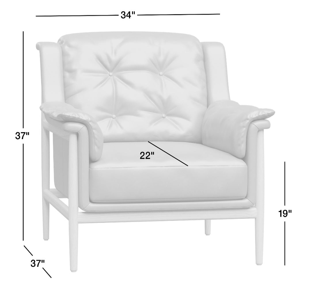 THE ONE × Cigar — Wood and Leather Accent Chair