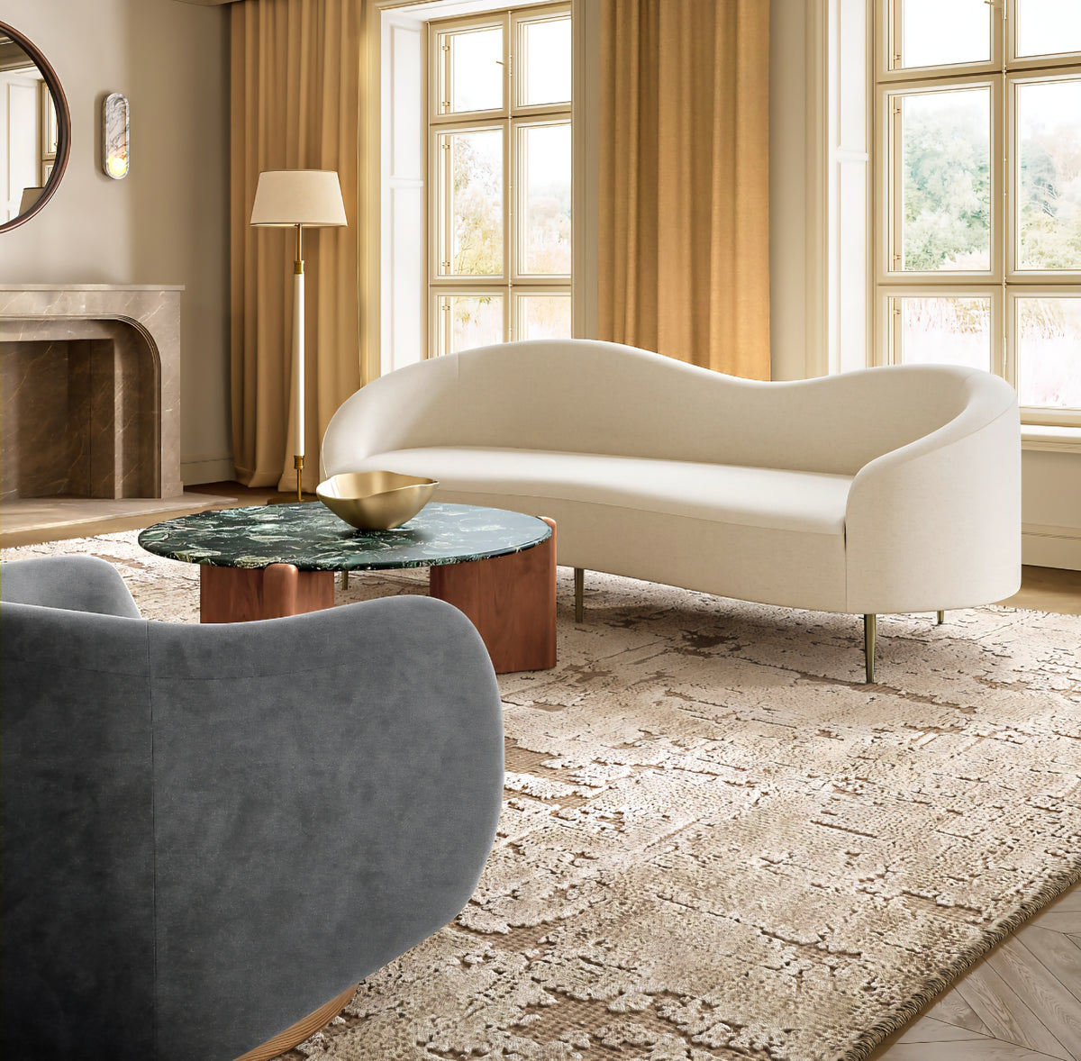 THE ONE × Curvo — White Performance Fabric Sofa by Goop