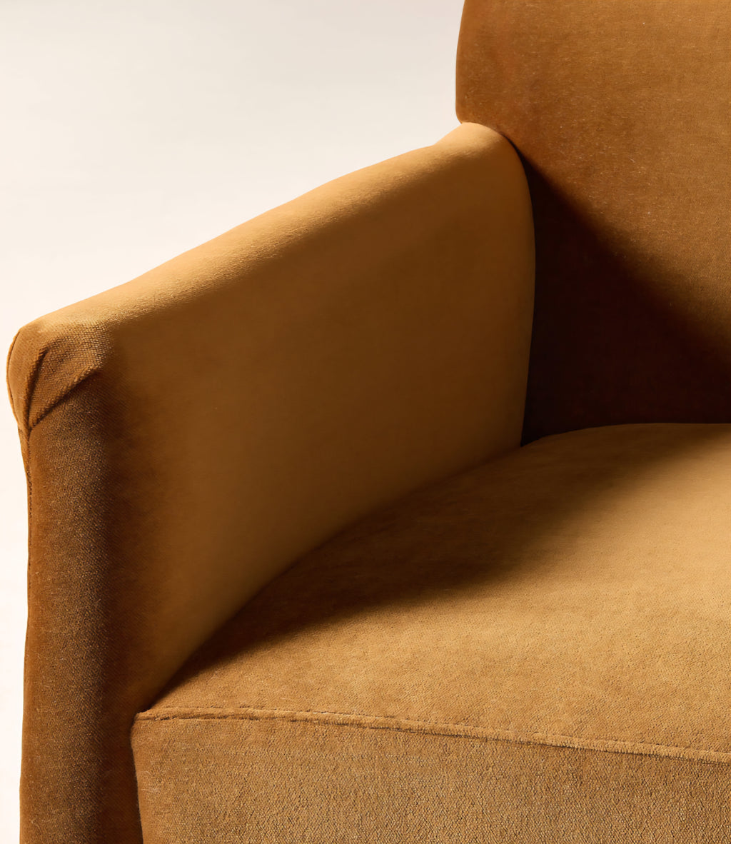 THE ONE × Olson — Cognac Brown Velvet Accent Chair