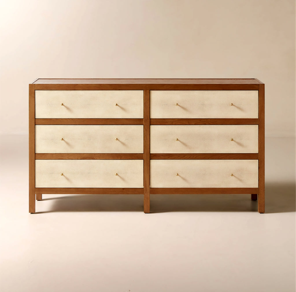 THE ONE × Layton — White Oak and Shagreen 6-Drawer Dresser