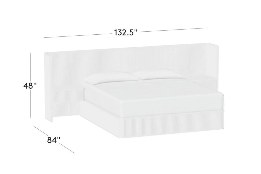 THE ONE × Davison — Fluted Dark Brown Wood King Bed with Nightstands