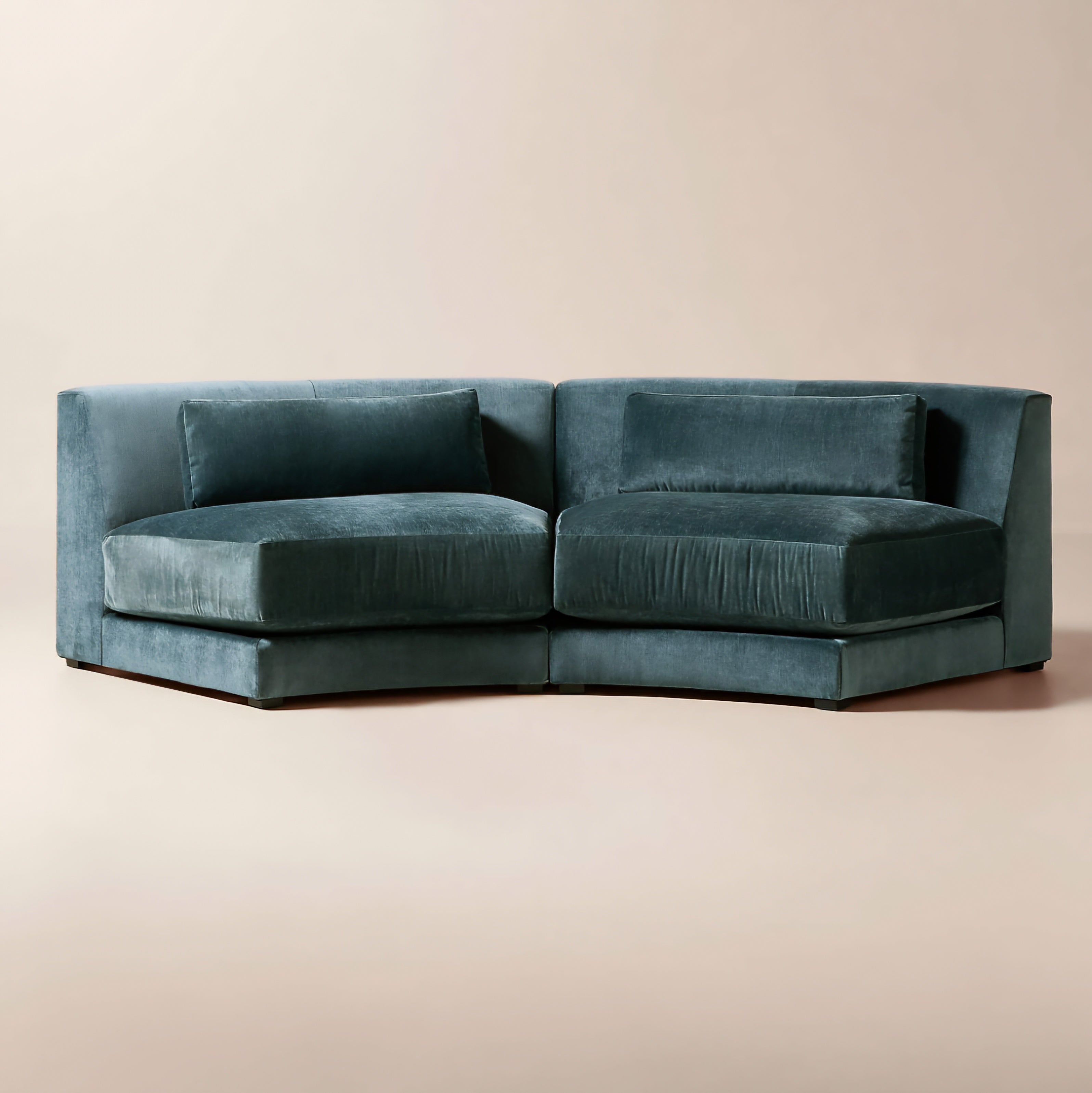 THE ONE × Sonora — Curved Blue Performance Velvet 
2-Piece Sofa