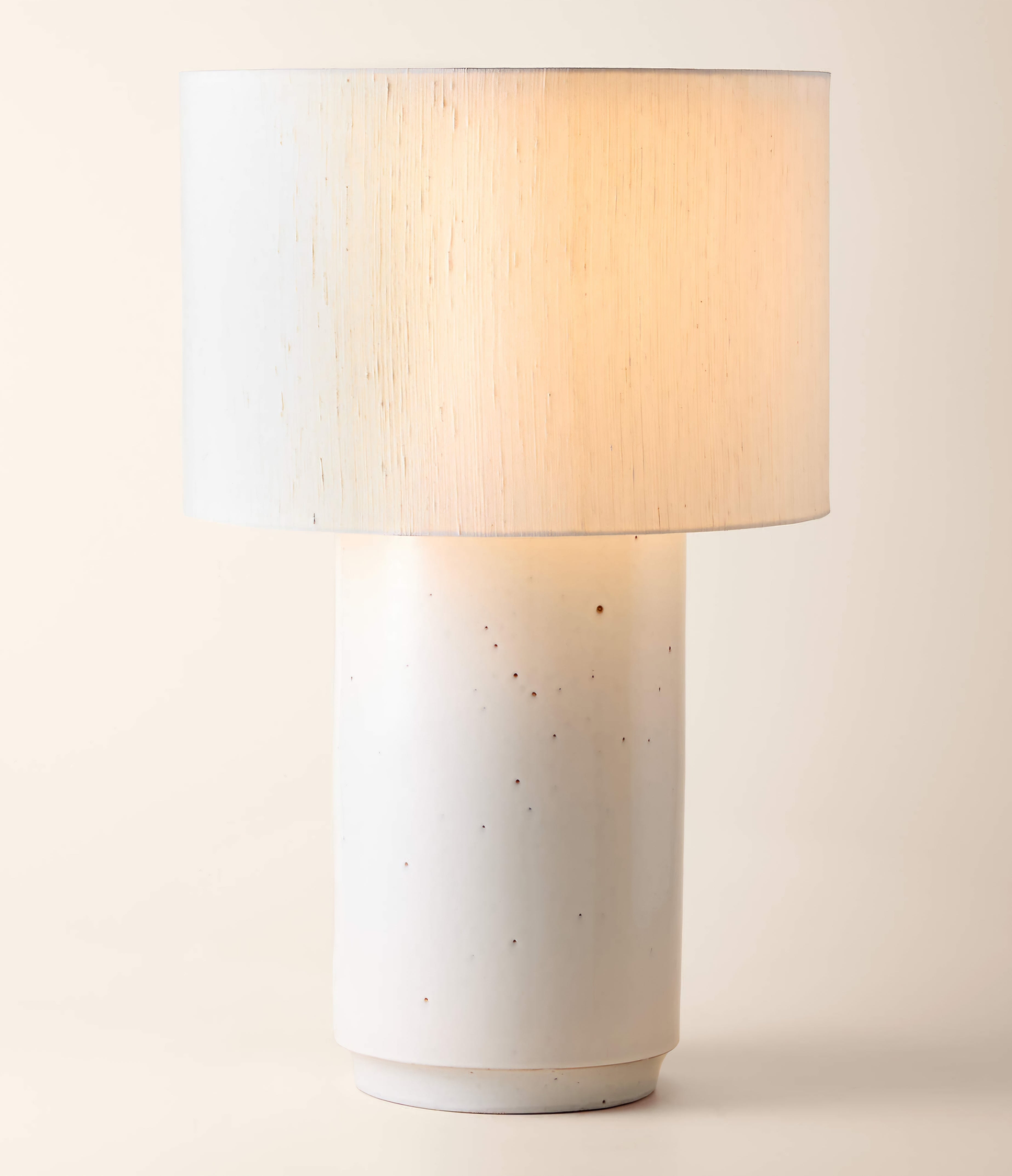 THE ONE × Rosalind — White Ceramic Reactive Glaze Table Lamp with Silk Shade