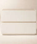 THE ONE × Dover — Warm White Lacquered Nightstand with Travertine Top