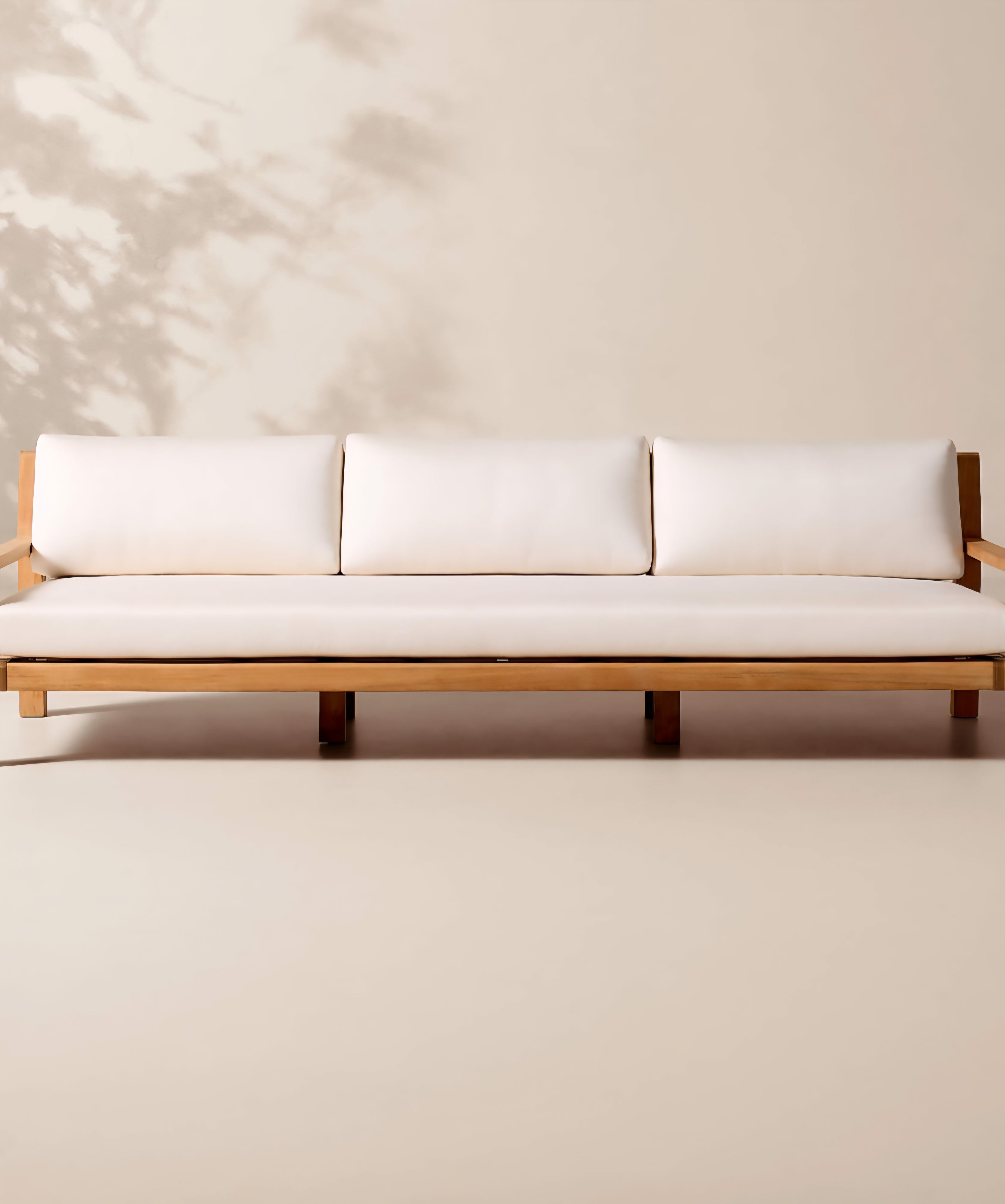 THE ONE × Oakley — Teak Outdoor Sofa with Ivory Sunbrella® Cushions (100")