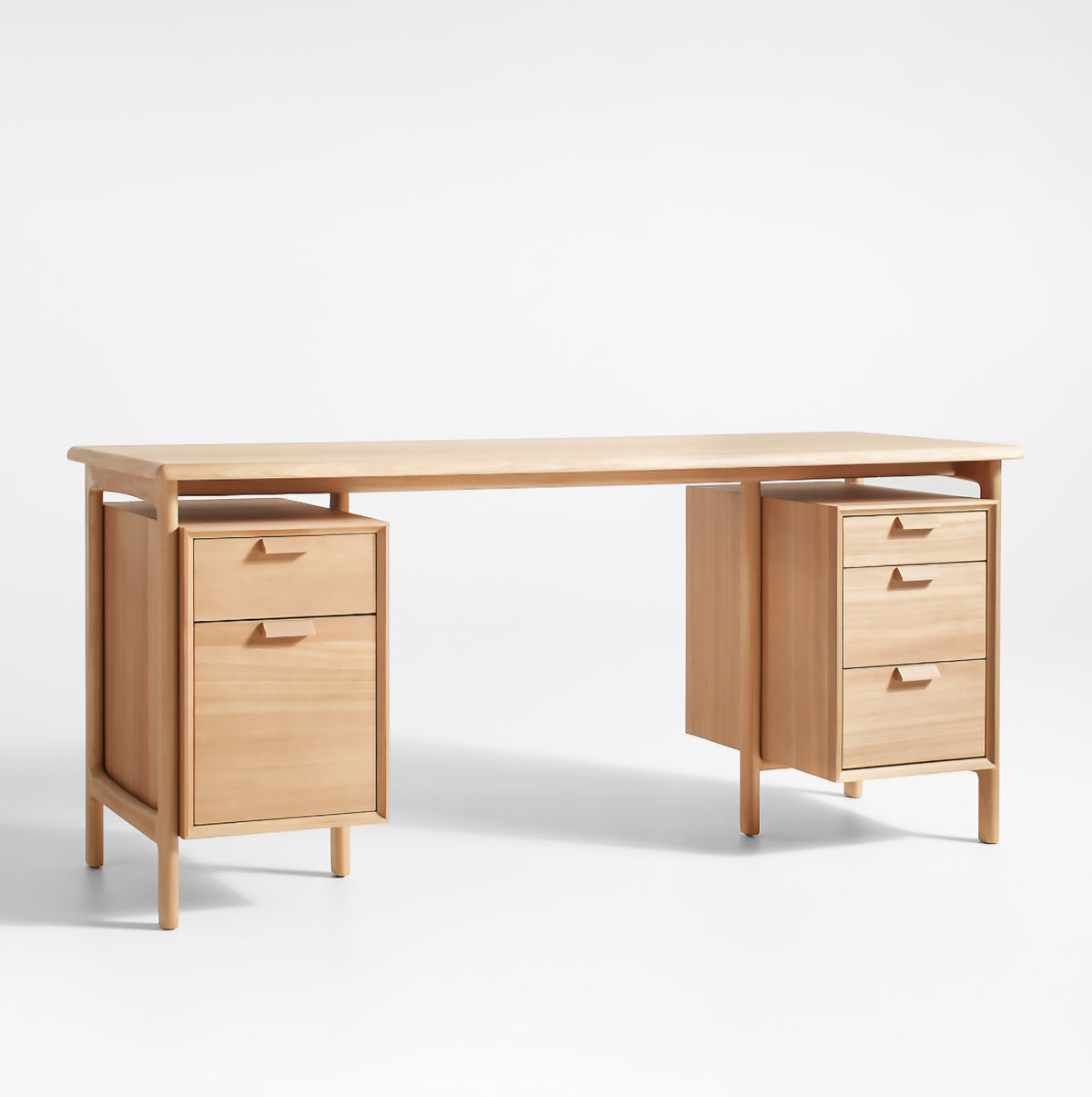 THE ONE × Elias — Natural Elm Wood Desk with File Cabinet (66")