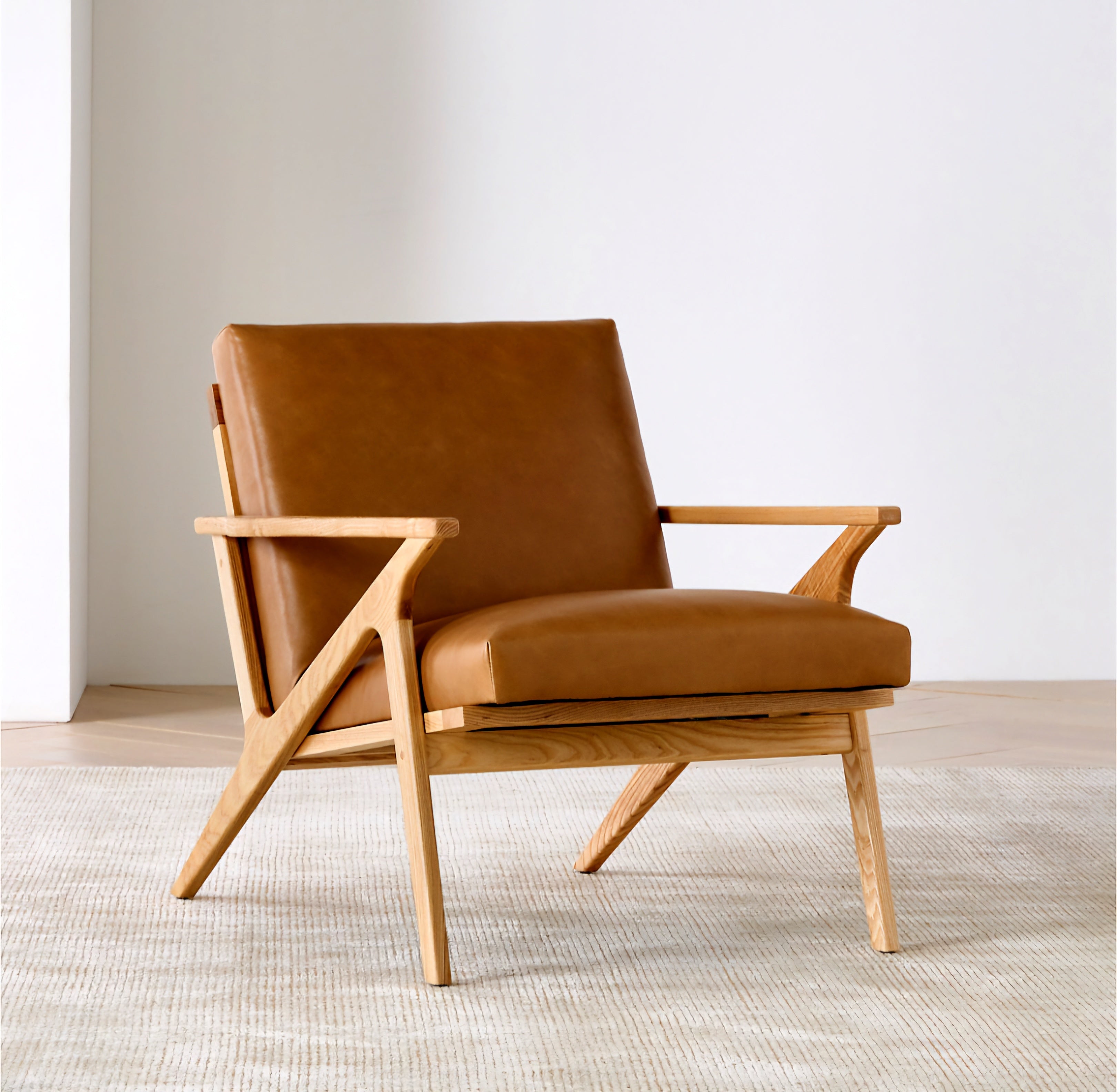 THE ONE × Cavett — Wood and Leather Accent Chair