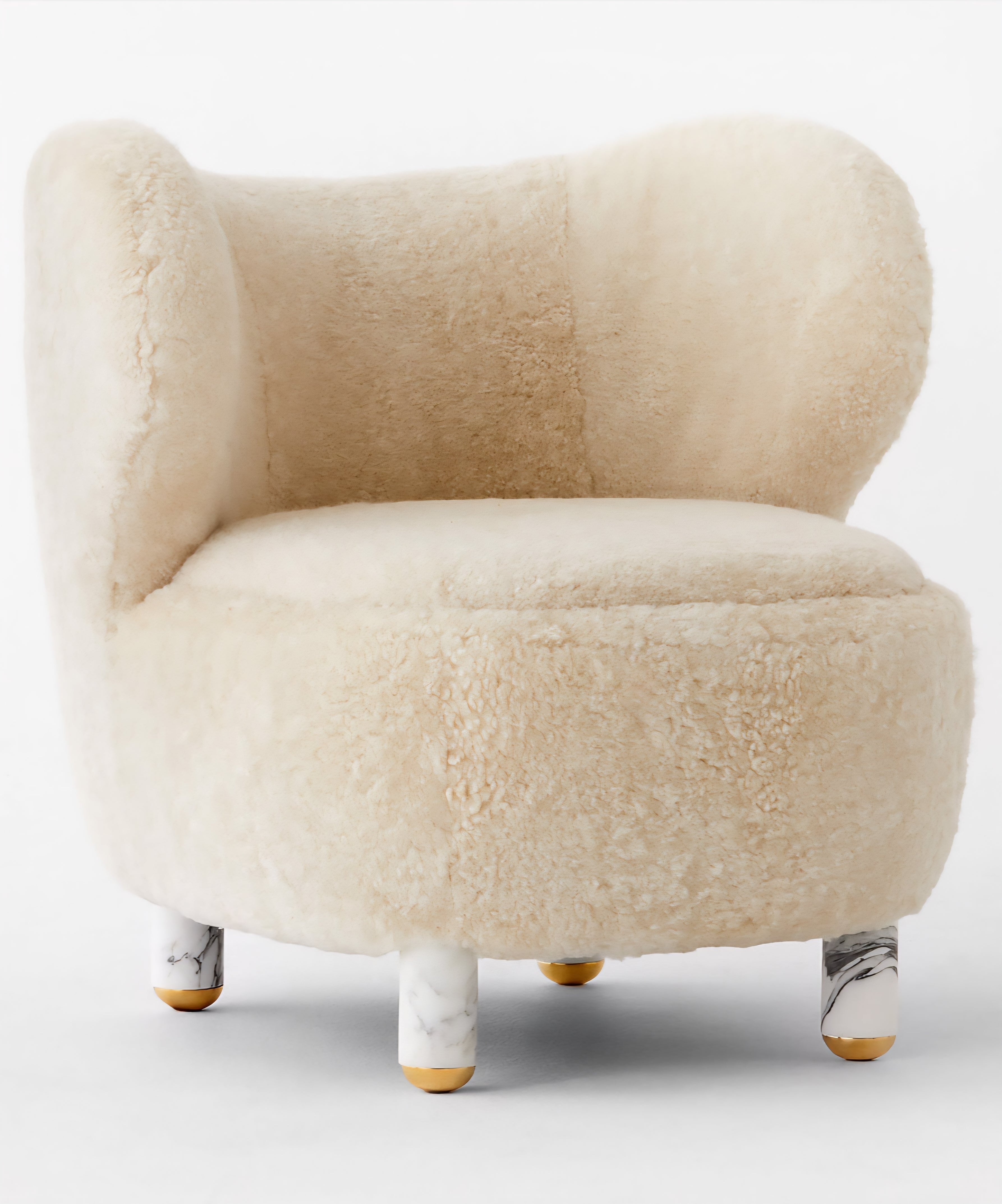 THE ONE × Nadine — Shearling Accent Chair with Marble Legs