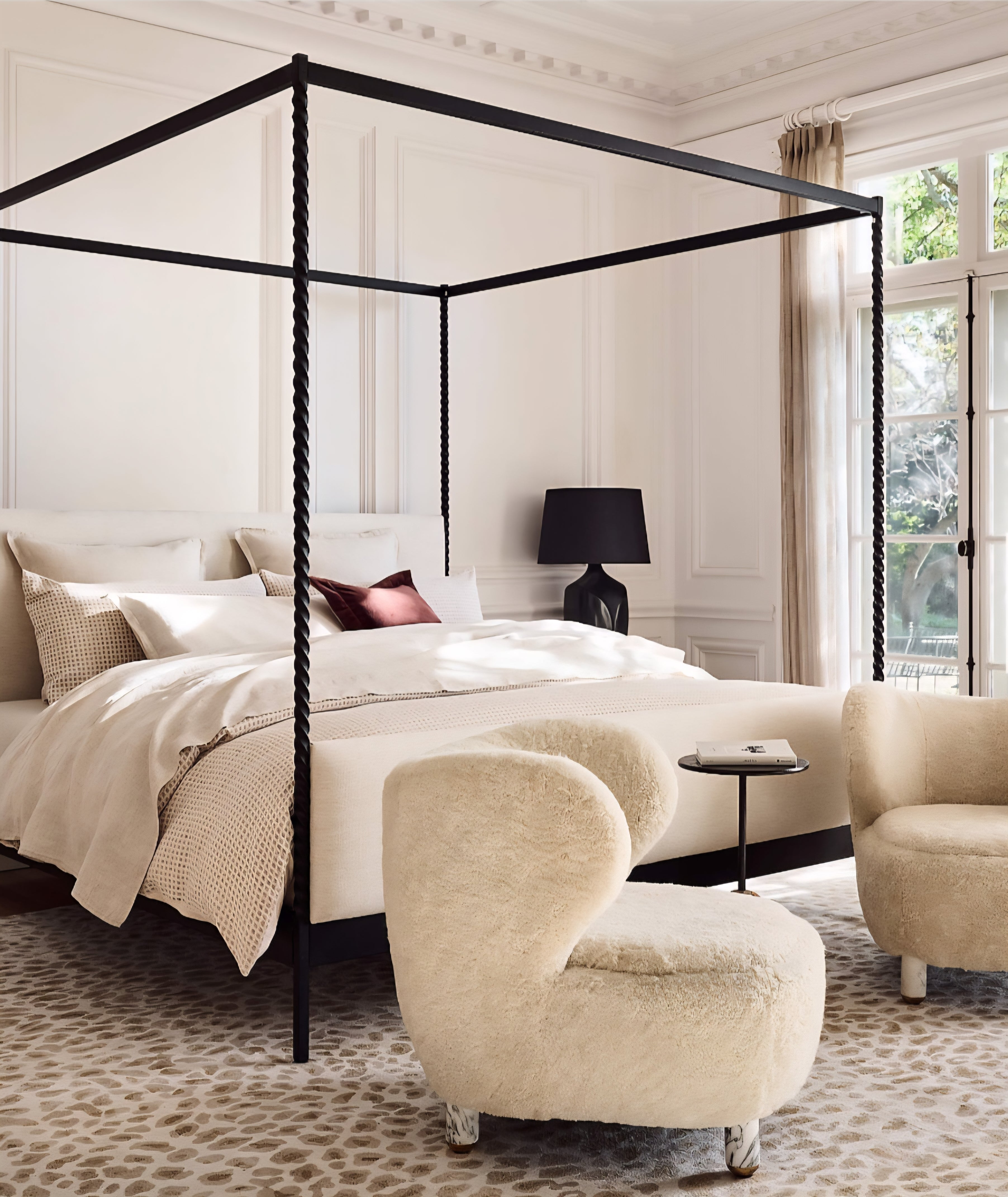 THE ONE × Nadine — Shearling Accent Chair with Marble Legs