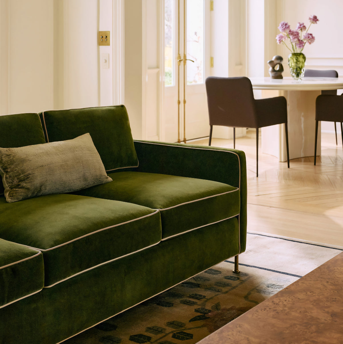 THE ONE × Brett — Jade Green Velvet Sofa