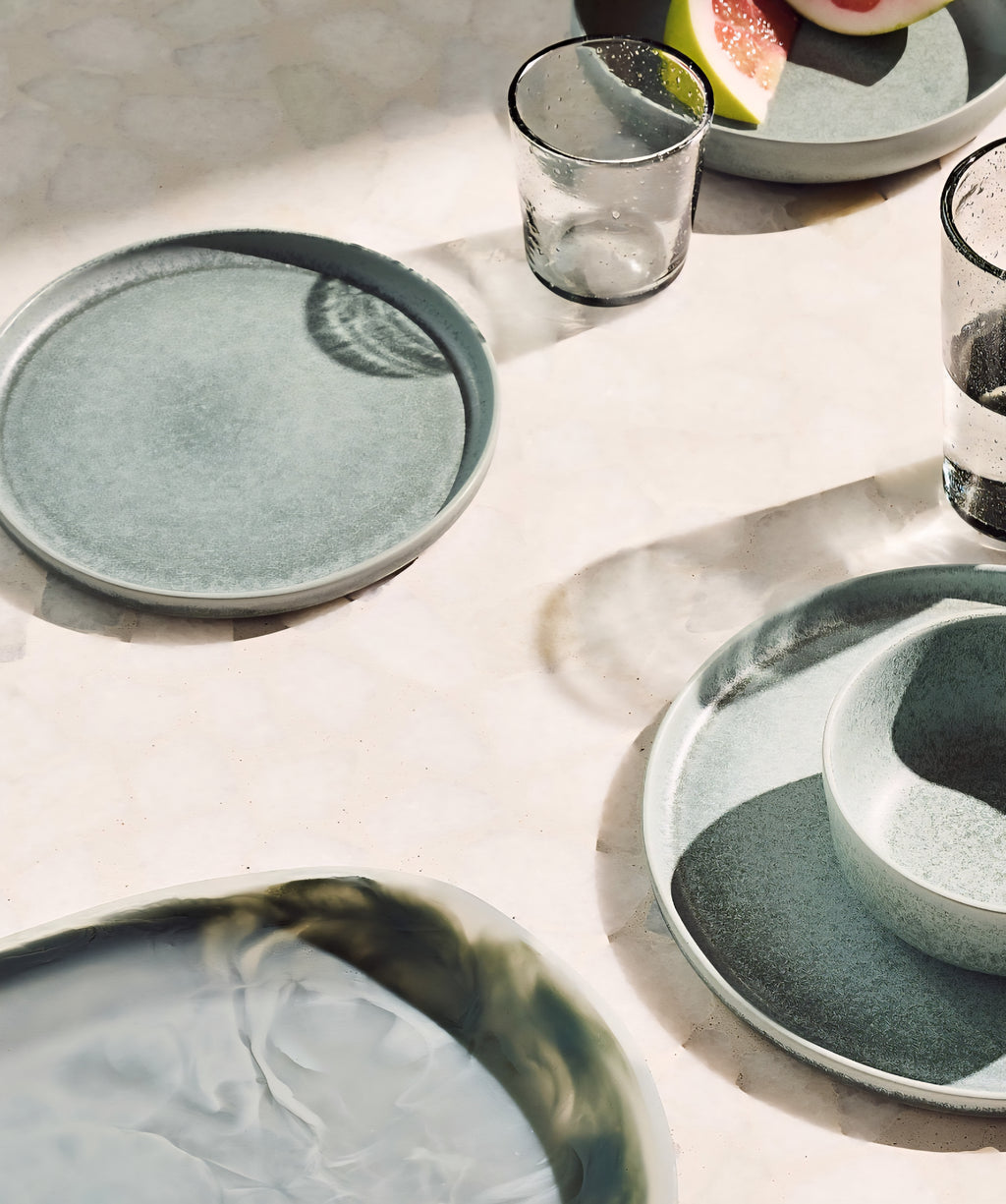 THE ONE × Radley — Oval Light Teal Swirl Resin Serving Platter