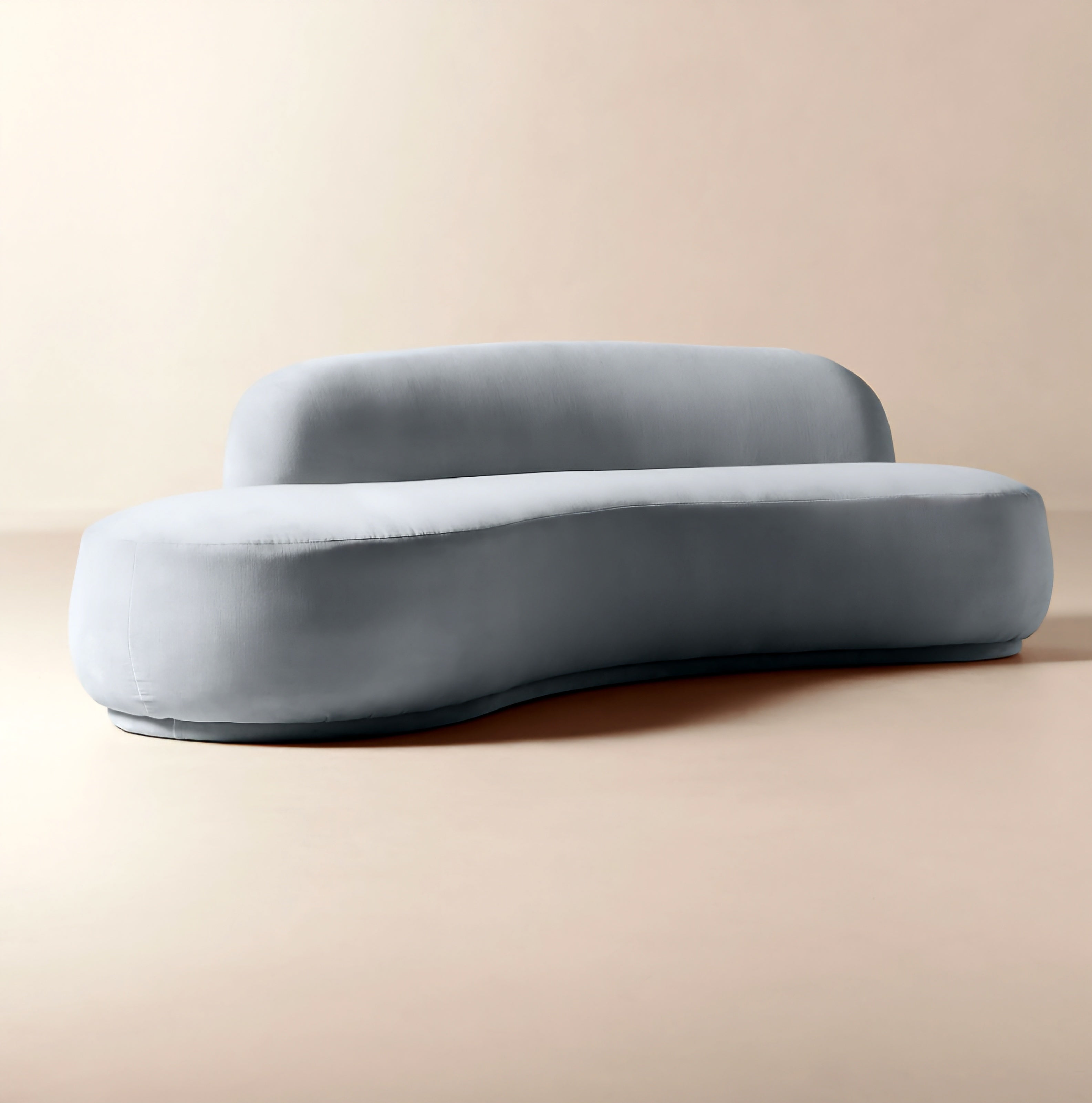 THE ONE × Claudelle — Light Blue Velvet Curved Sofa