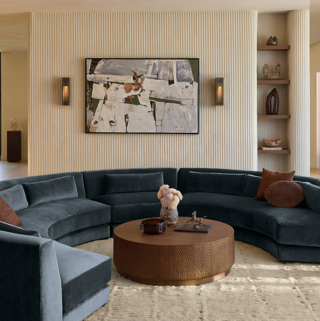 THE ONE × Sonora — Curved Blue Performance Velvet 
2-Piece Sectional.