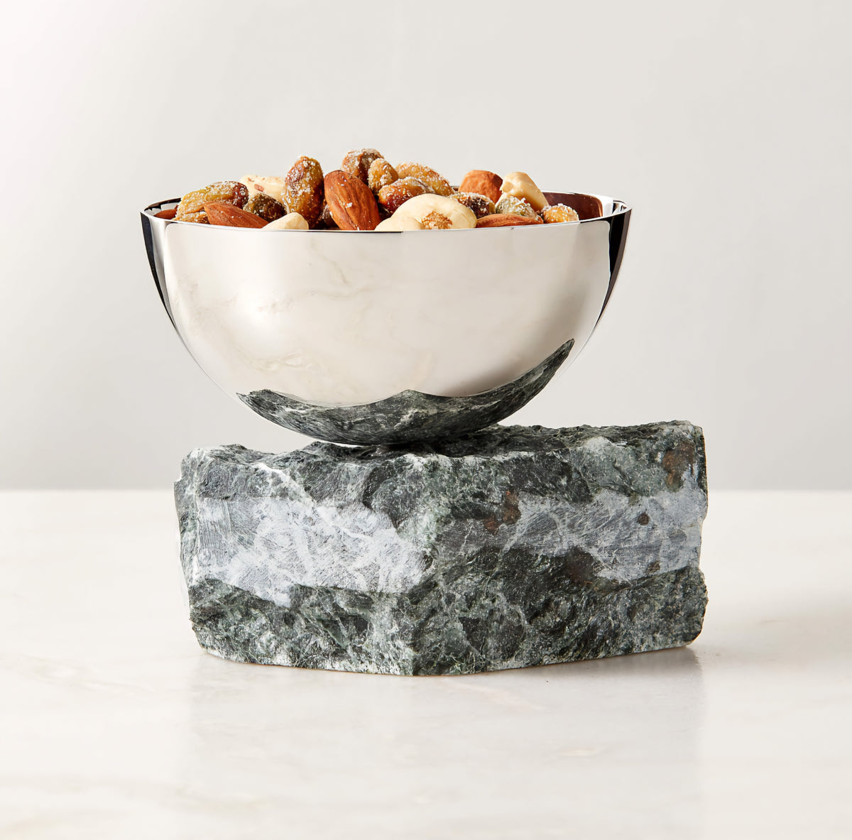 THE ONE × Laftin — Stainless Steel and Green Marble Snack Bowl