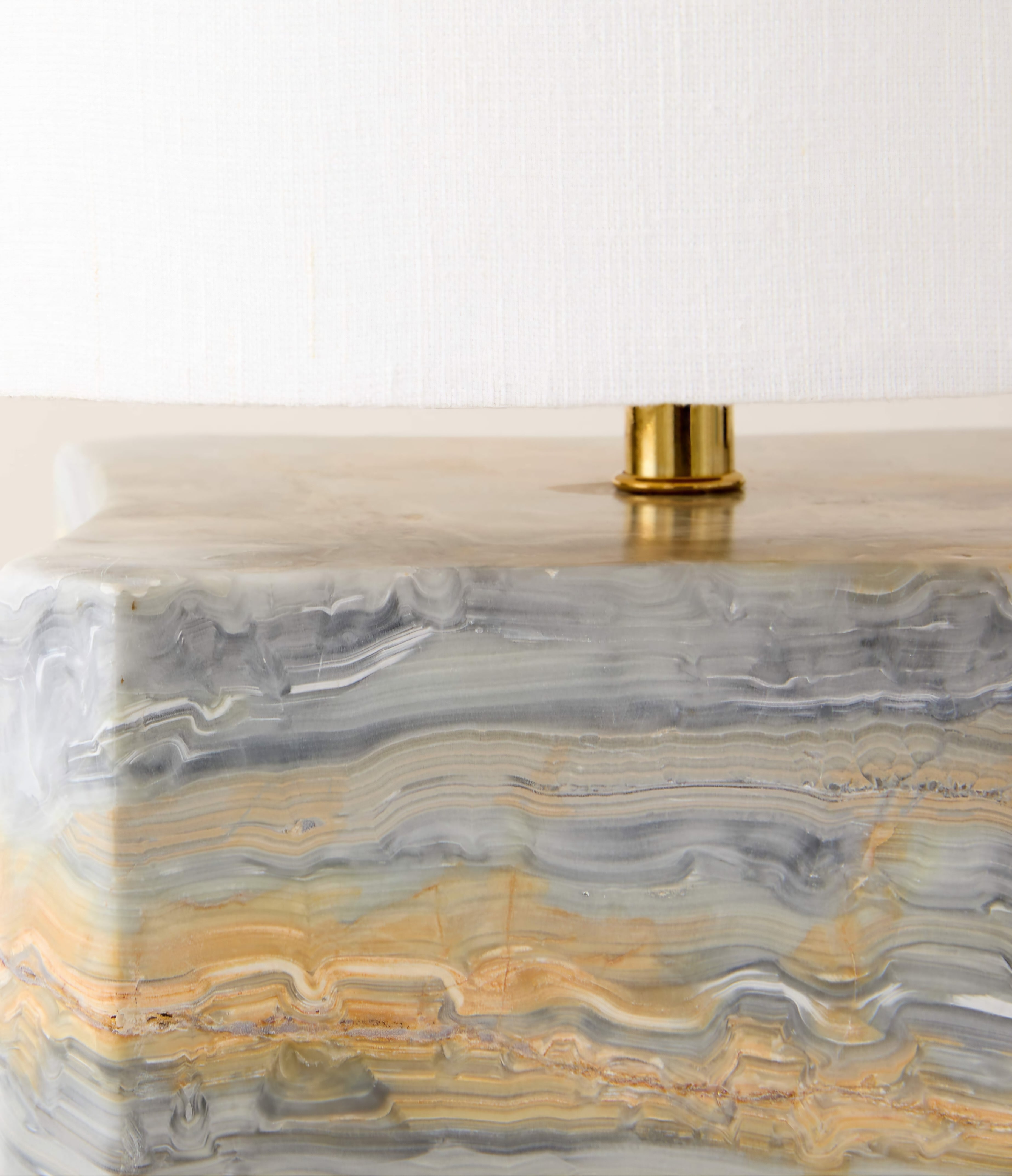 THE ONE × Anelle — Petite Blue Onyx Table Lamp with Linen Shade