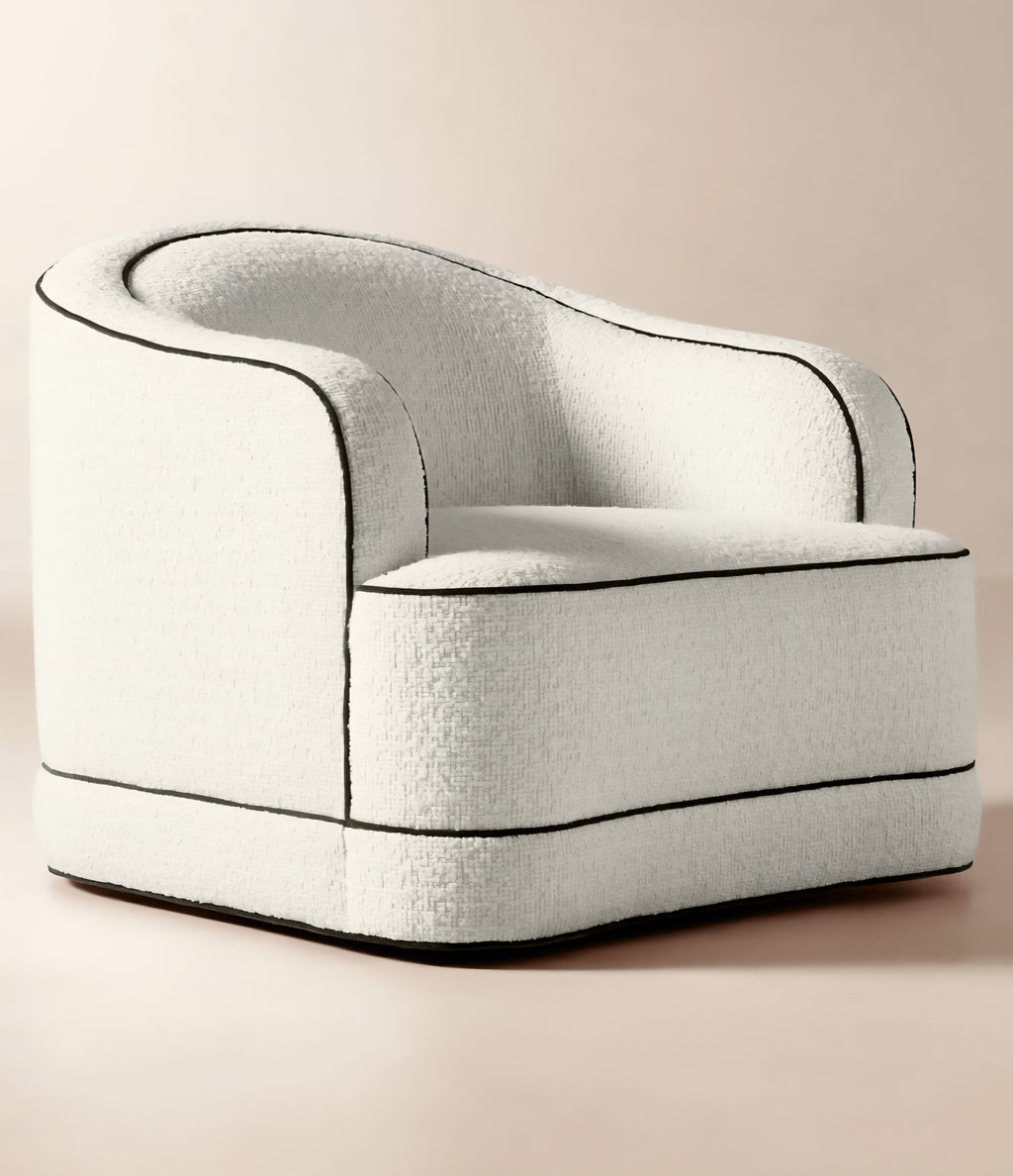 THE ONE × Mylene — Ivory Boucle Swivel Chair