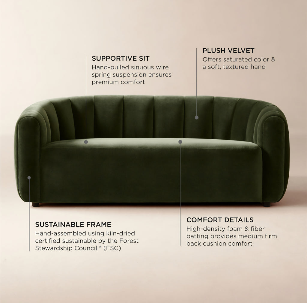 THE ONE × Fitz — Channeled White Boucle Loveseat
