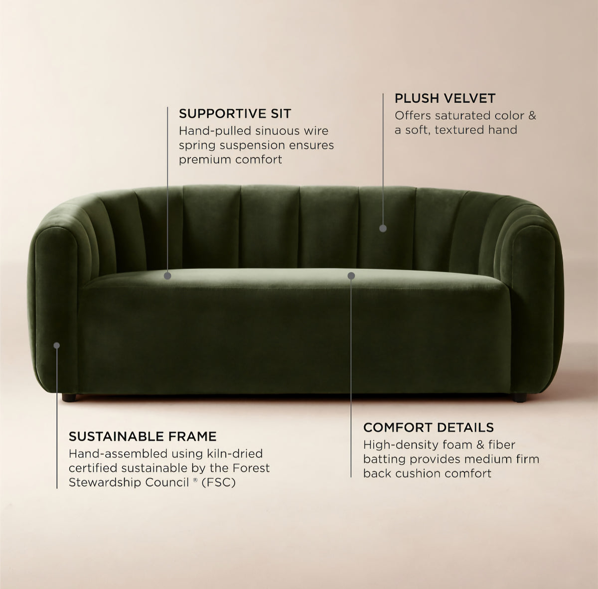 THE ONE × Fitz — Channeled White Boucle Loveseat