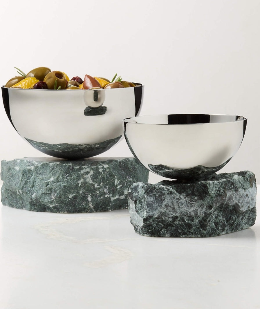 THE ONE × Laftin — Stainless Steel and Green Marble Snack Bowl