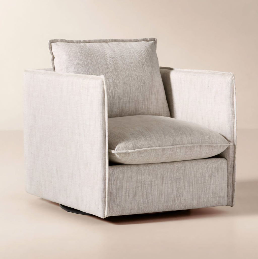 THE ONE × Corroy — Natural Linen Swivel Chair